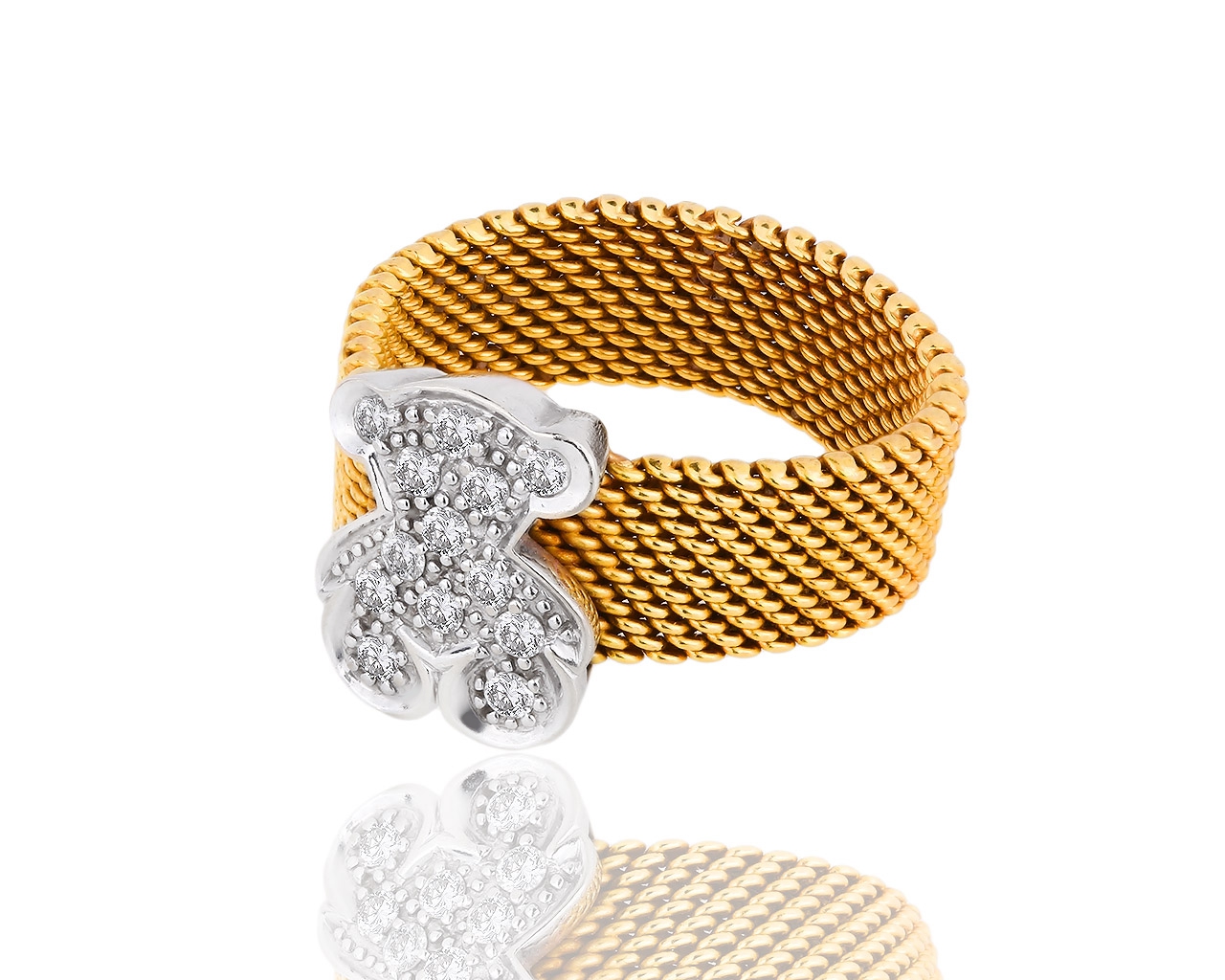 Интересное золотое кольцо с бриллиантами 0.22ct Tous Mesh