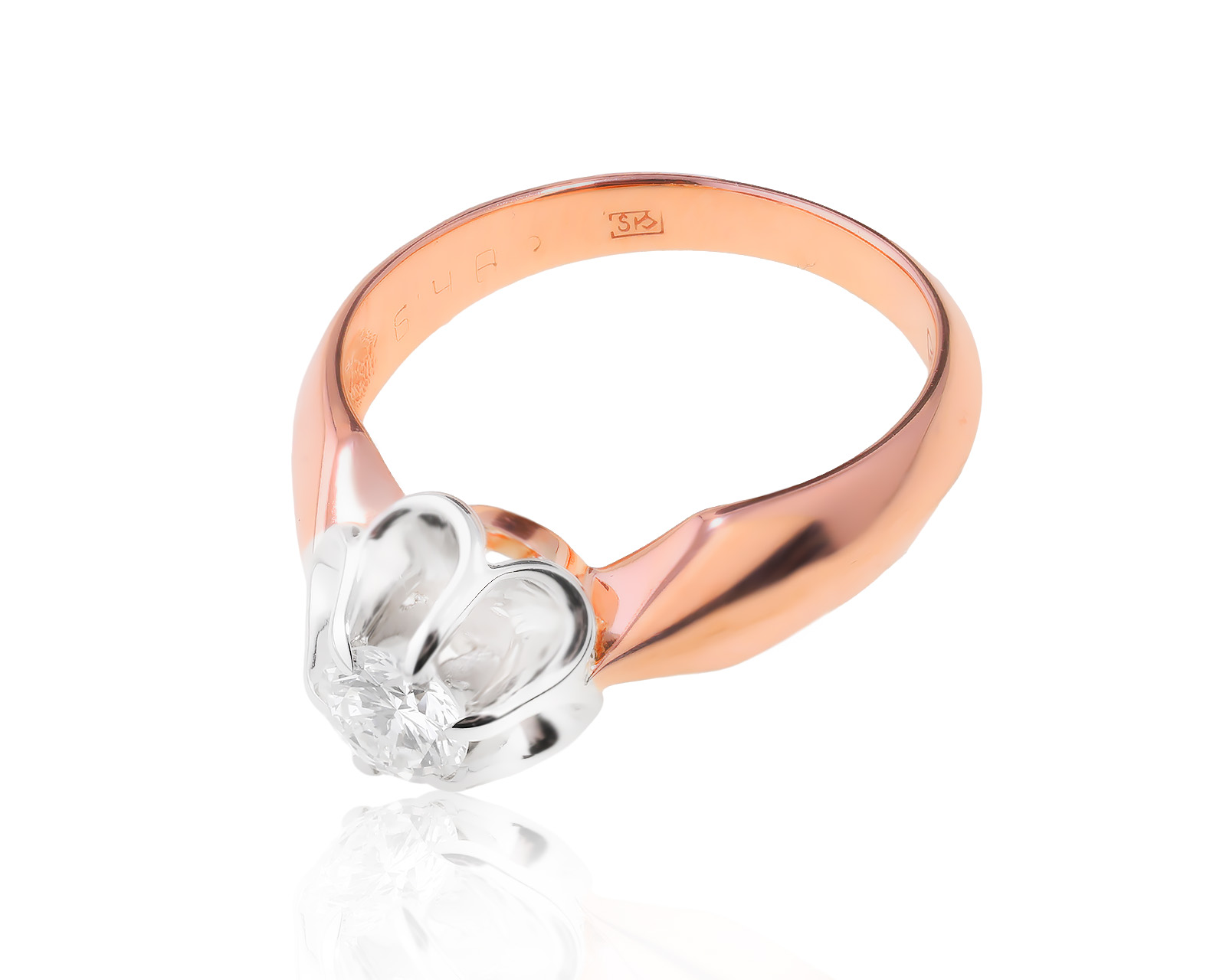 Золотое кольцо с бриллиантом 0.44ct СССР