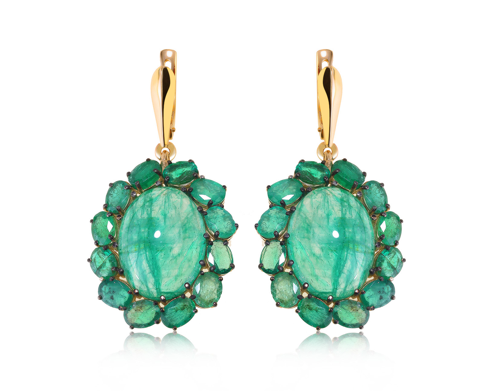 Завораживающие золотые серьги с изумрудами 40.38ct 140921/8