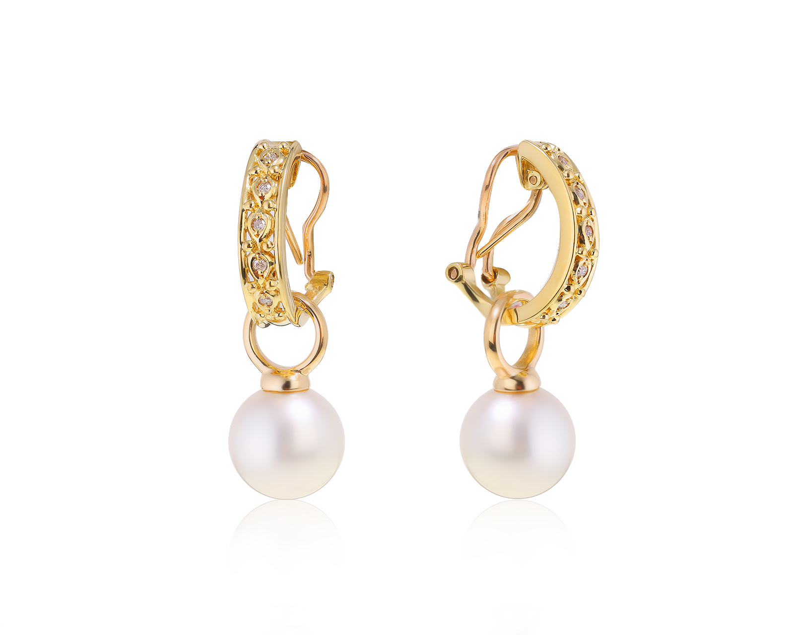 Нарядные золотые серьги с жемчугом 10.00 мм 290422/4