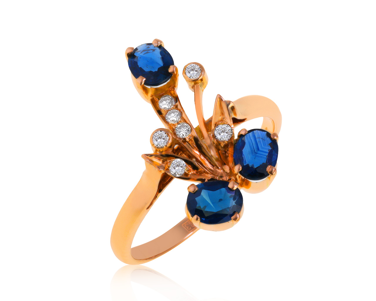 Завораживающее золотое кольцо с сапфирами 0.75ct 260521/8