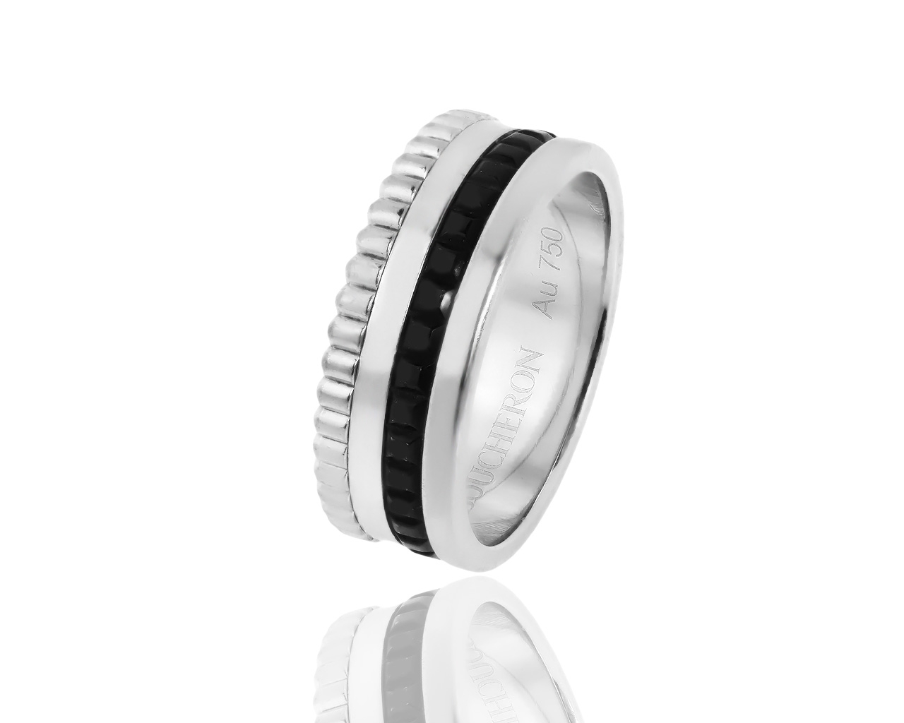 Оригинальное золотое кольцо Boucheron Quatre Black Edition 090419/1