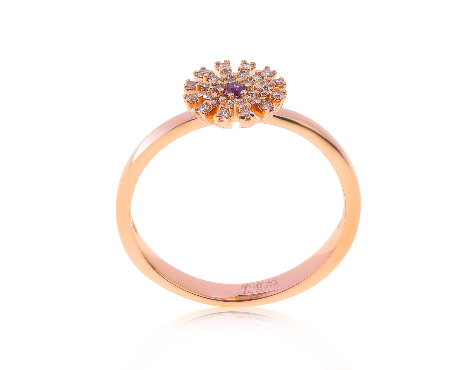 Оригинальное золотое кольцо с аметистом 0.02ct Damiani 140322/3 Оригинальное золотое кольцо с аметистом 0.02ct Damiani 140322/3