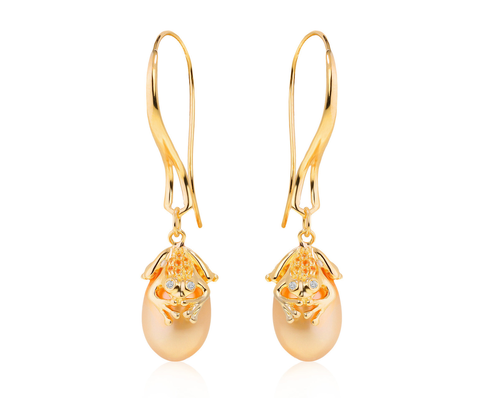 Оригинальные золотые серьги с жемчугом Giampiero Fiorini