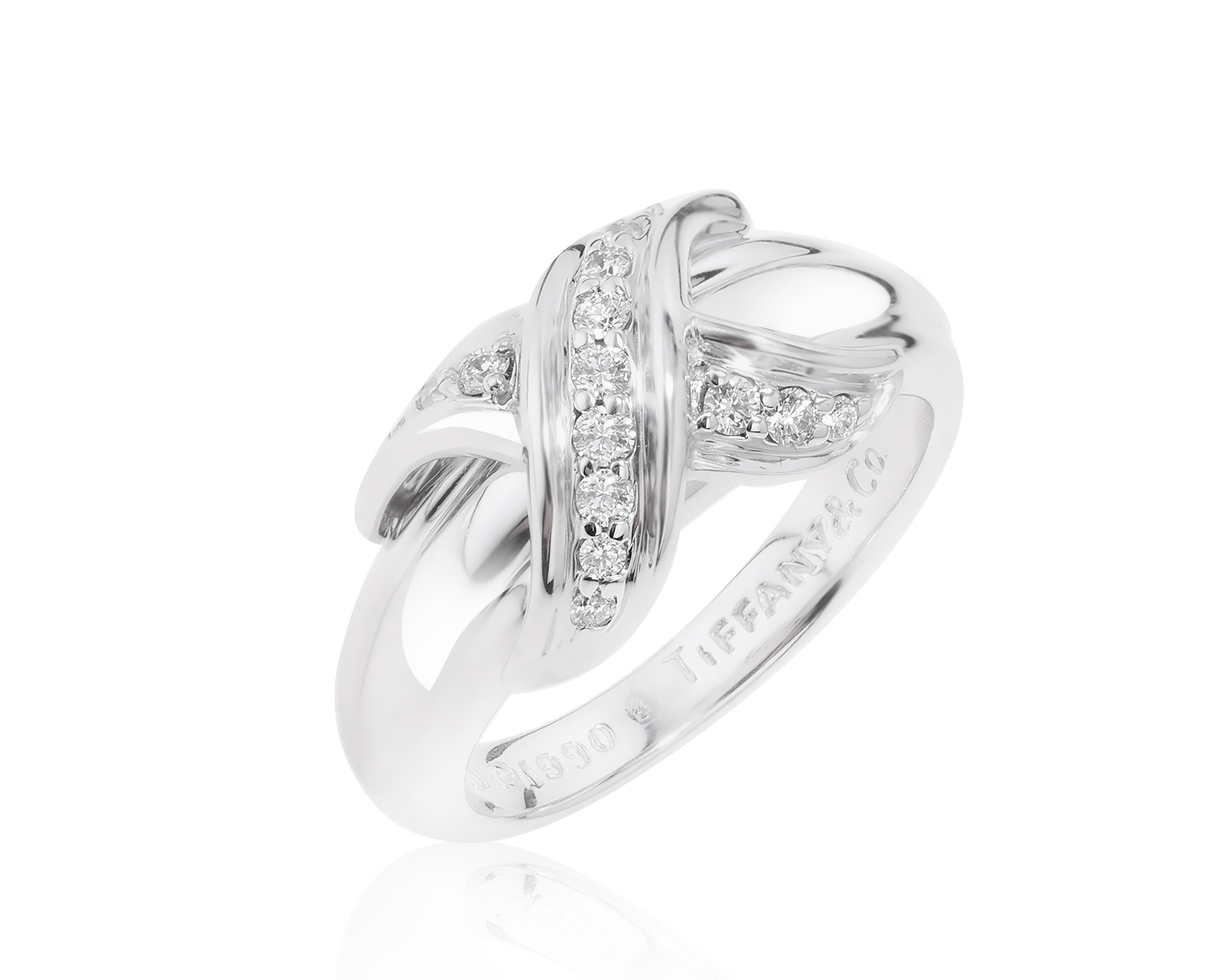 Оригинальное золотое кольцо Tiffany&Co Diamond Signature X