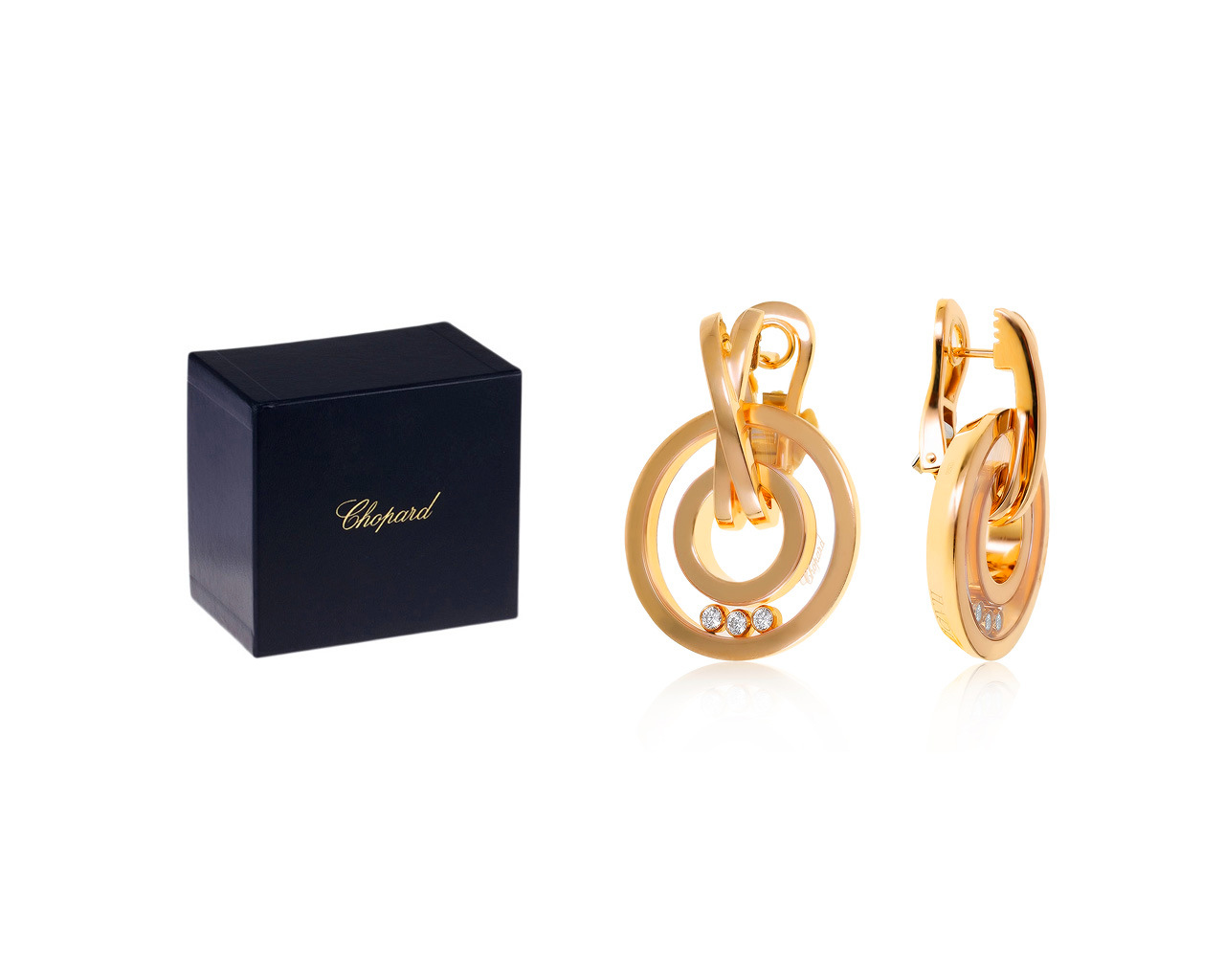 Оригинальные золотые серьги с бриллиантами 0.25ct Chopard