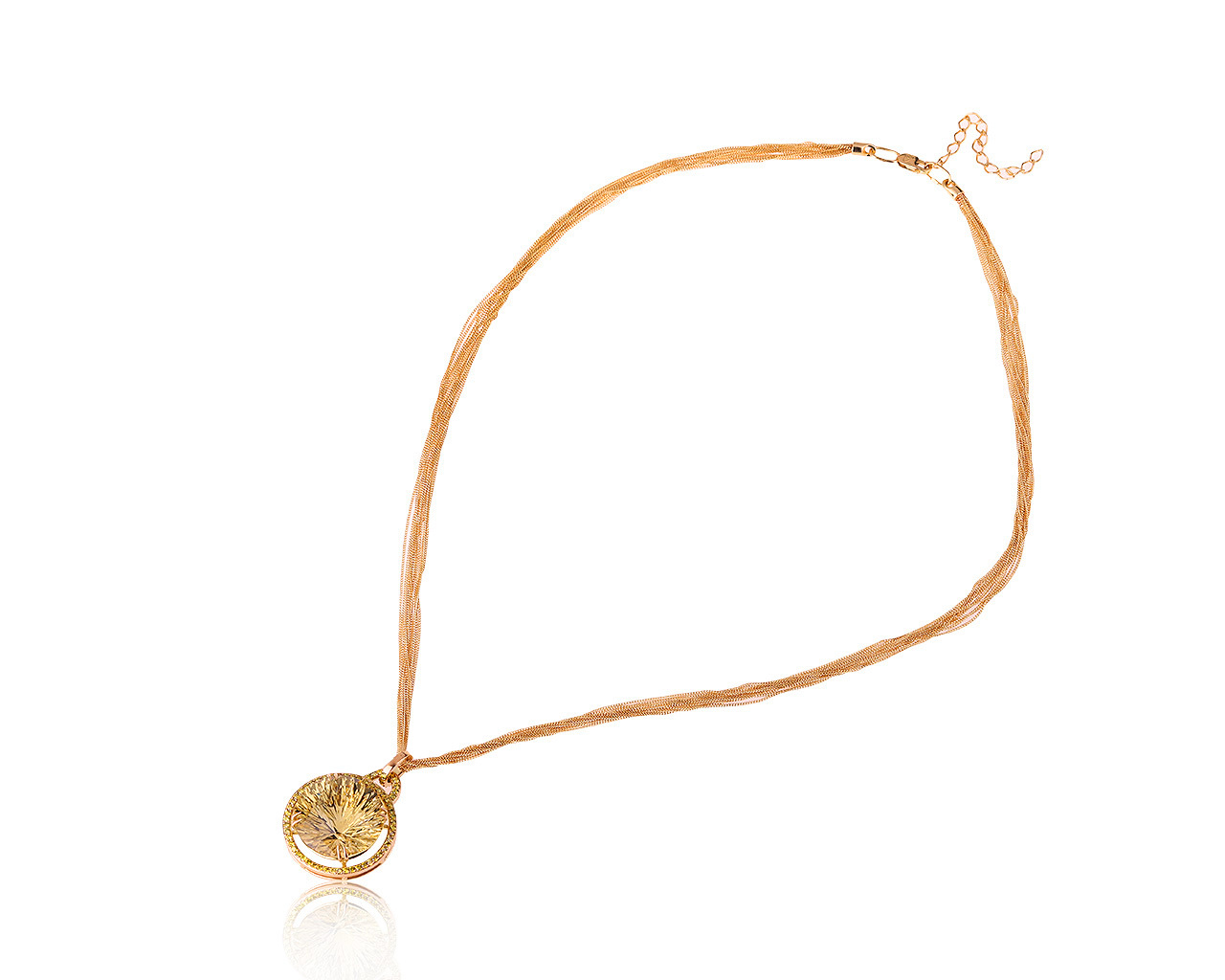 Потрясающий золотой кулон с цитрином 15.50ct