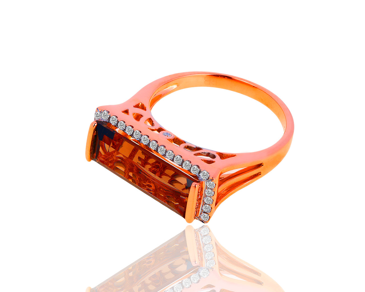 Золотое кольцо с бриллиантами и раухтопазом 3.50ct Roberto Bravo