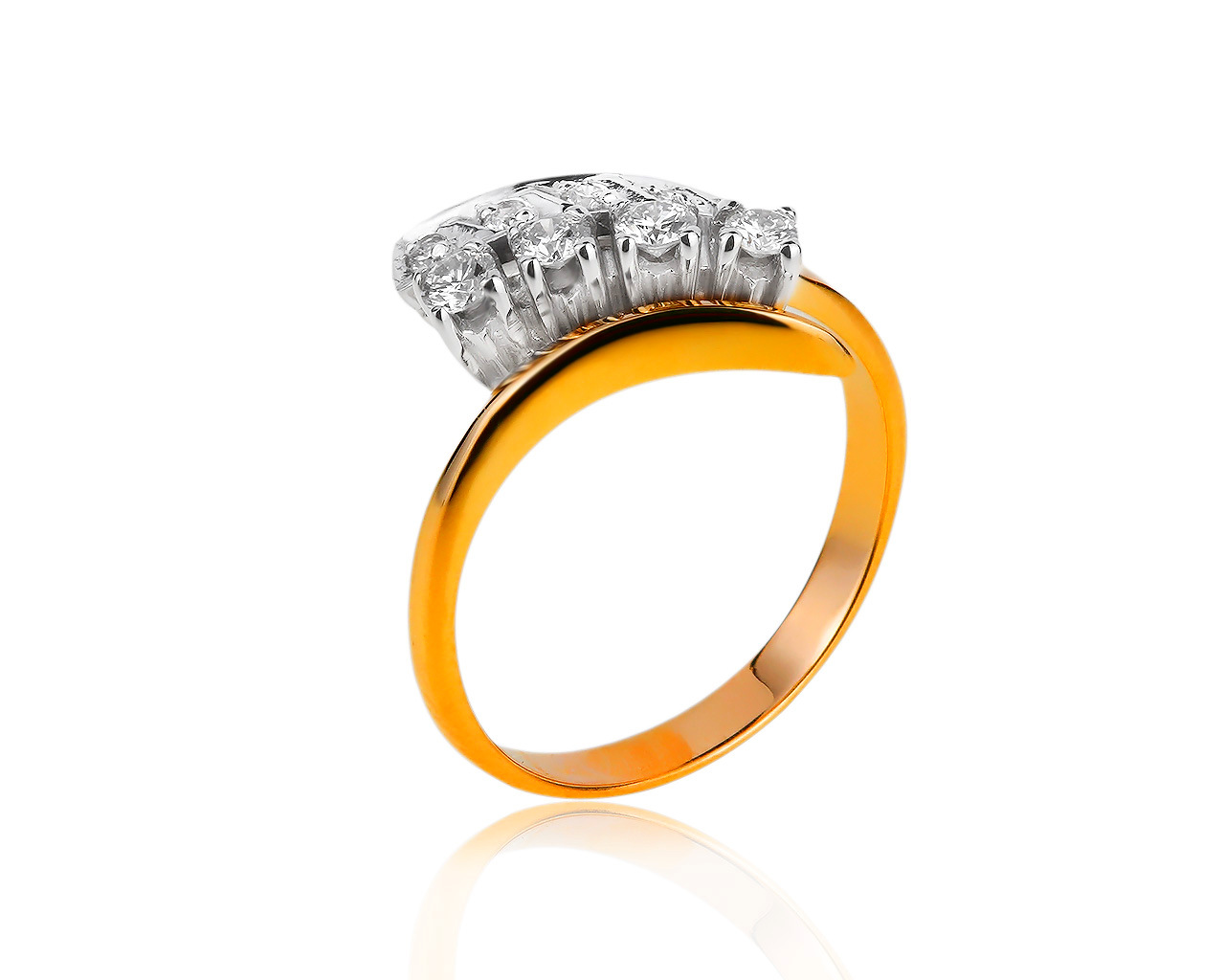 Красивое золотое кольцо с бриллиантами 0.33ct
