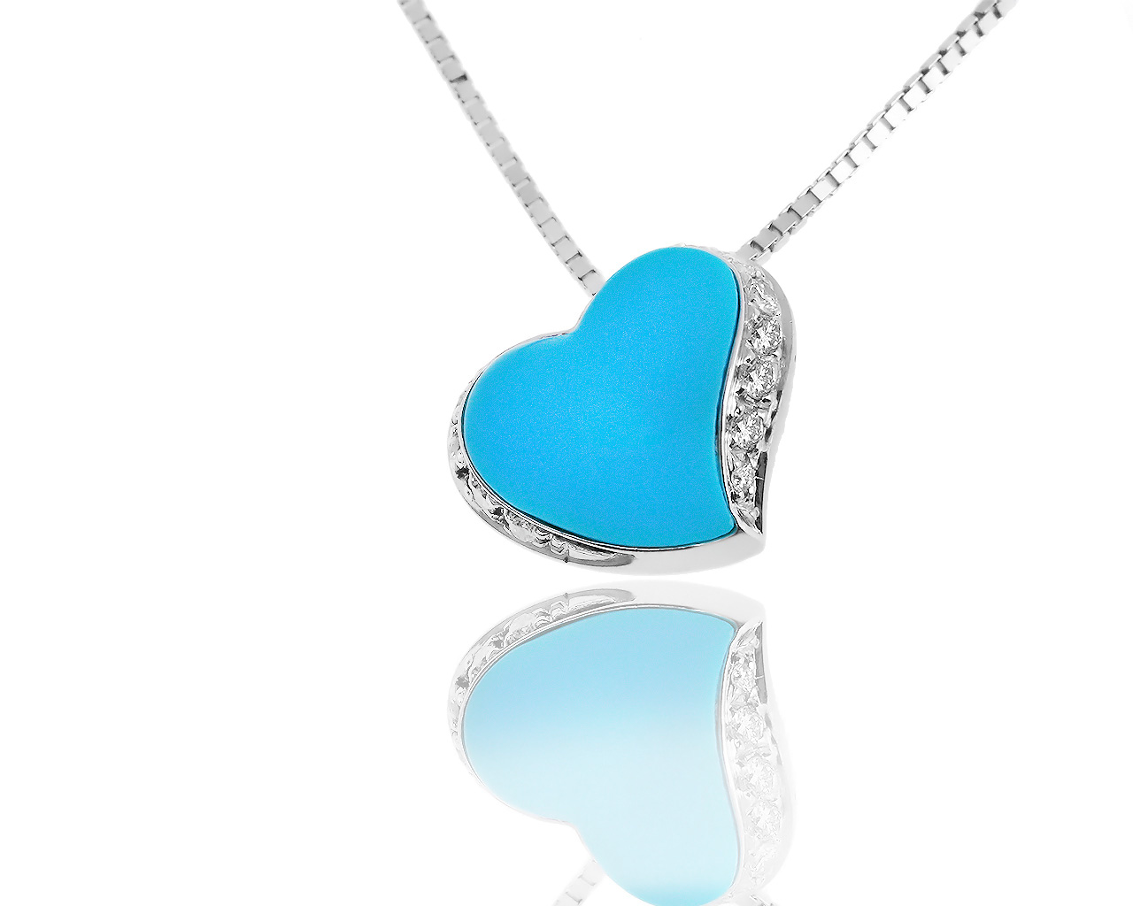 Оригинальный золотой кулон с бирюзой и бриллиантами 0.25ct Leo Pizzo 050719/4