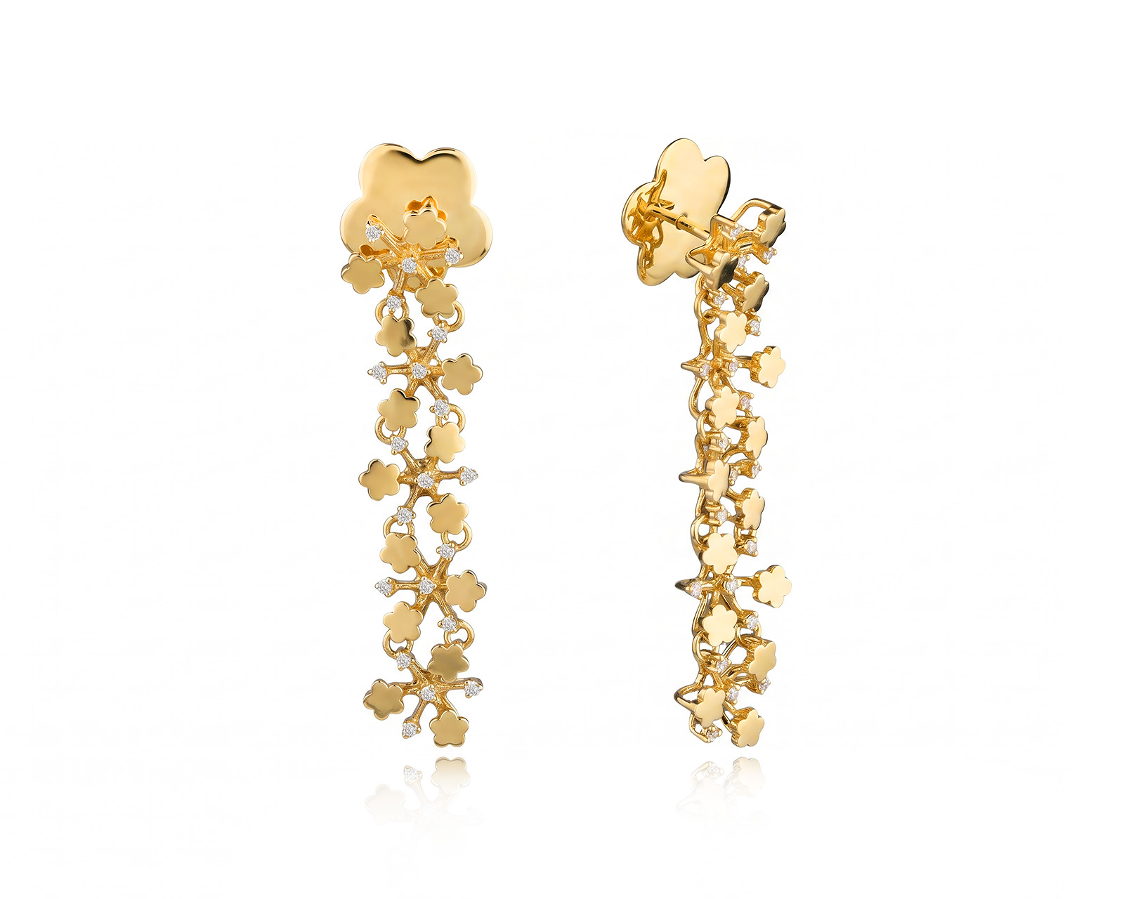 Оригинальные золотые серьги с бриллиантами 0.20ct Pasquale Bruni Prato Fiorito