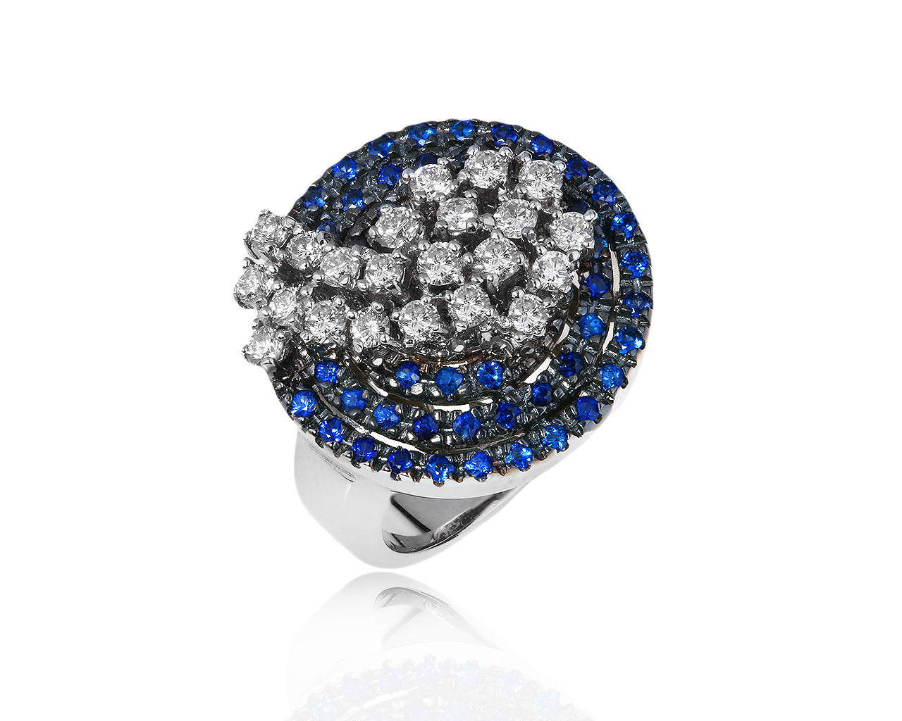 Золотое кольцо с бриллиантами 0.70ct и сапфирами 0.60ct 090717/6