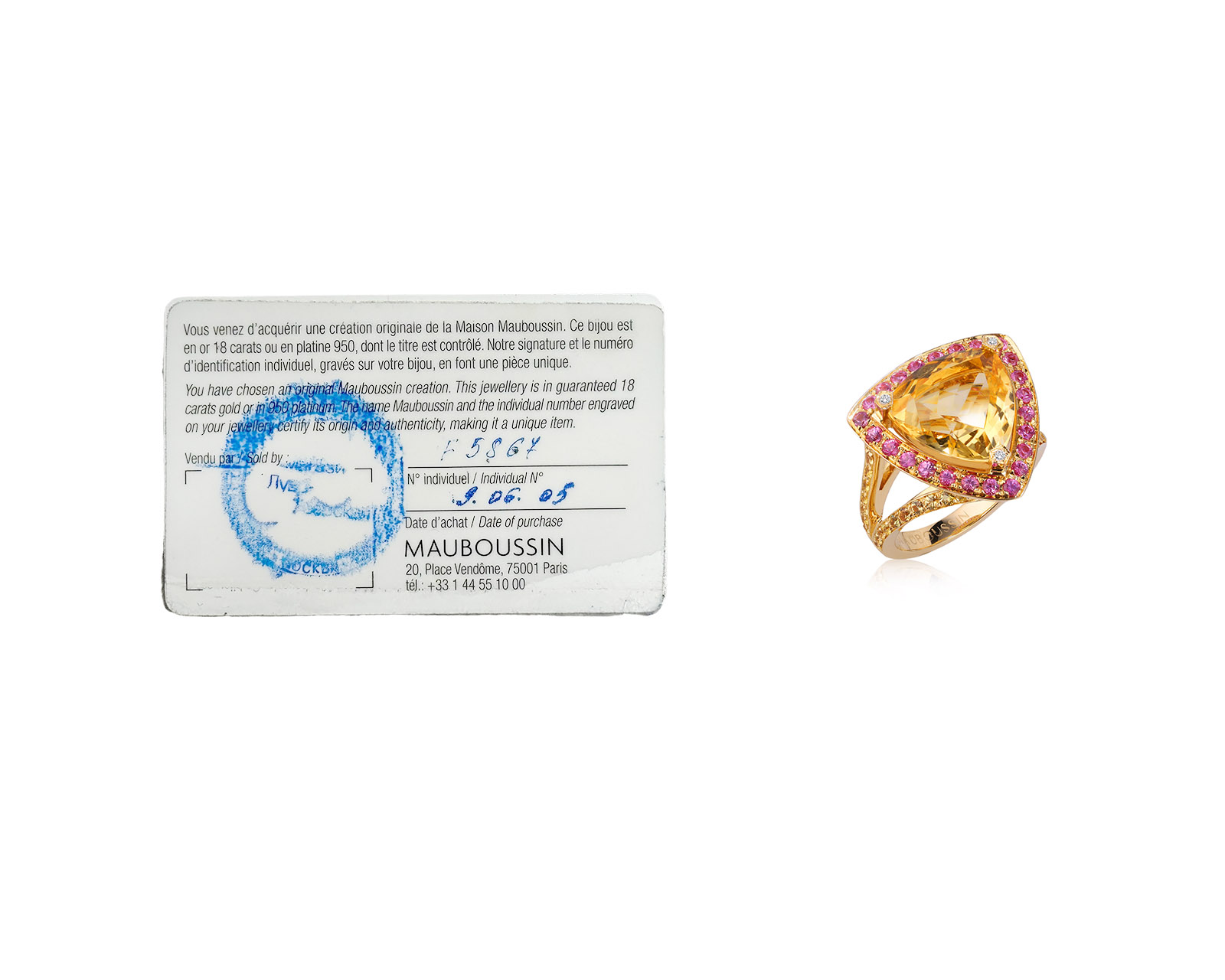 Оригинальное золотое кольцо с цитрином 5.94ct Mauboussin Mes Couleurs À Toi