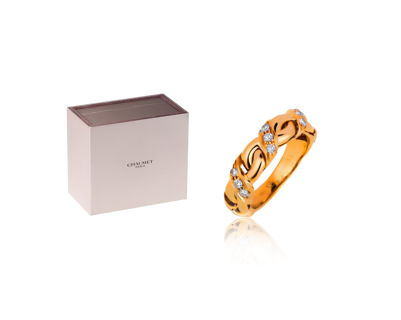 Оригинальное золотое кольцо с бриллиантами 0.30ct Chaumet
