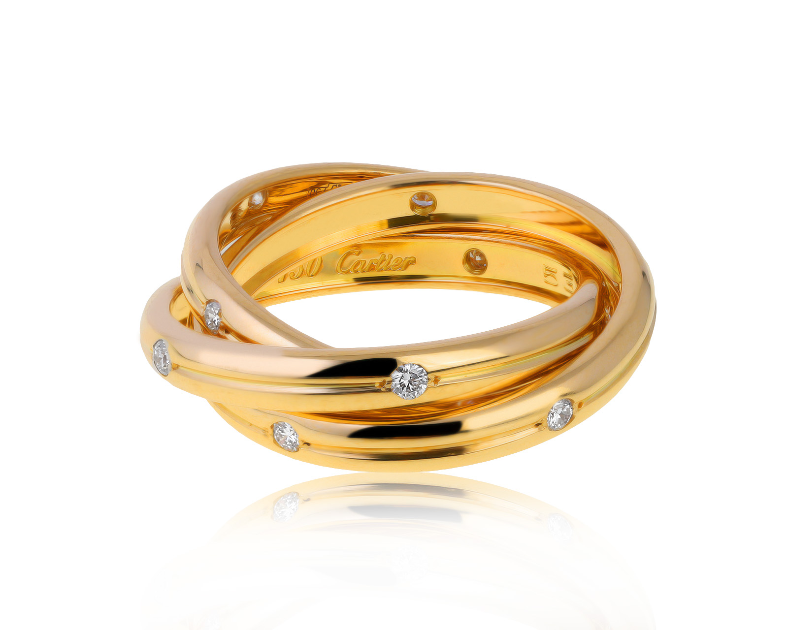 Оригинальное золотое кольцо с бриллиантами 0.30ct Cartier Trinity Vintage 310521/6