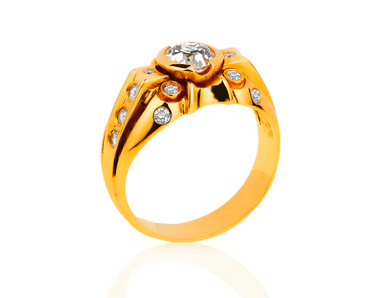 Роскошное золотое кольцо с бриллиантами 1.39ct