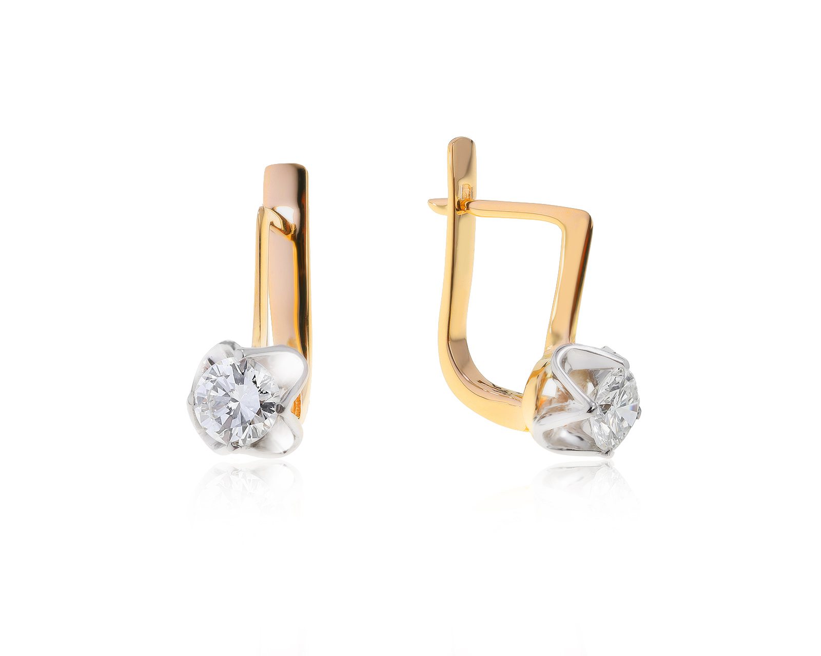 Изысканные золотые серьги с бриллиантами 0.95ct СССР 161221/2