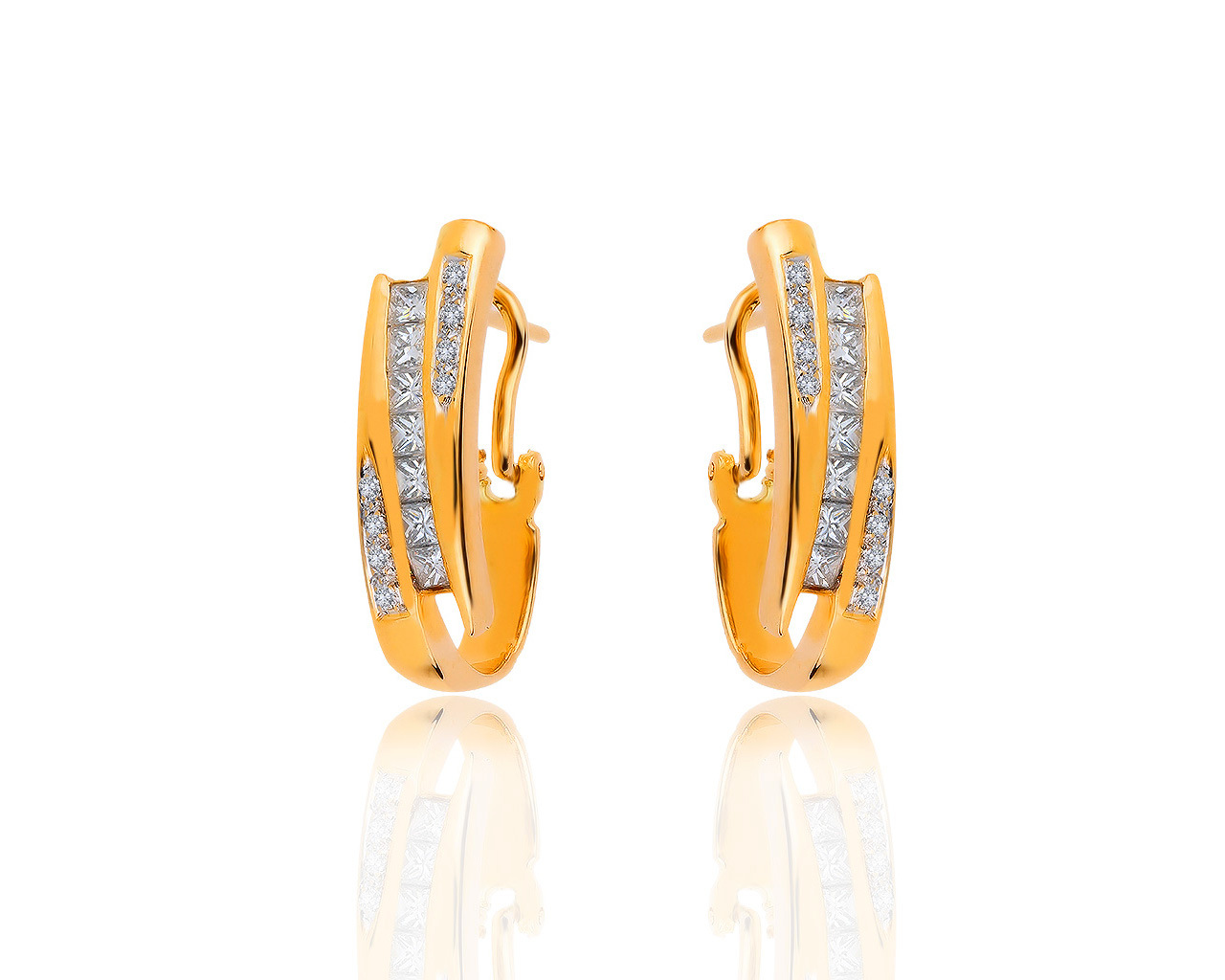 Роскошные золотые серьги с бриллиантами 1.10ct 160819/2