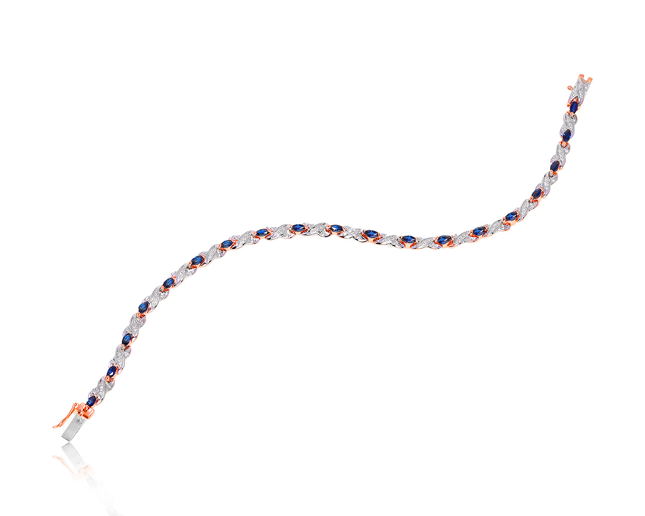 Безупречный золотой браслет с сапфирами 2.19ct 030321/12