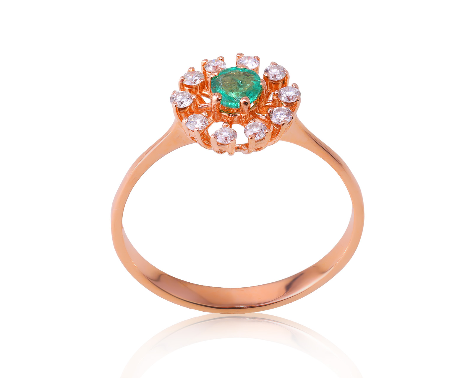 Золотое кольцо с изумрудом 0.20ct и бриллиантами 0.20ct 160124/8