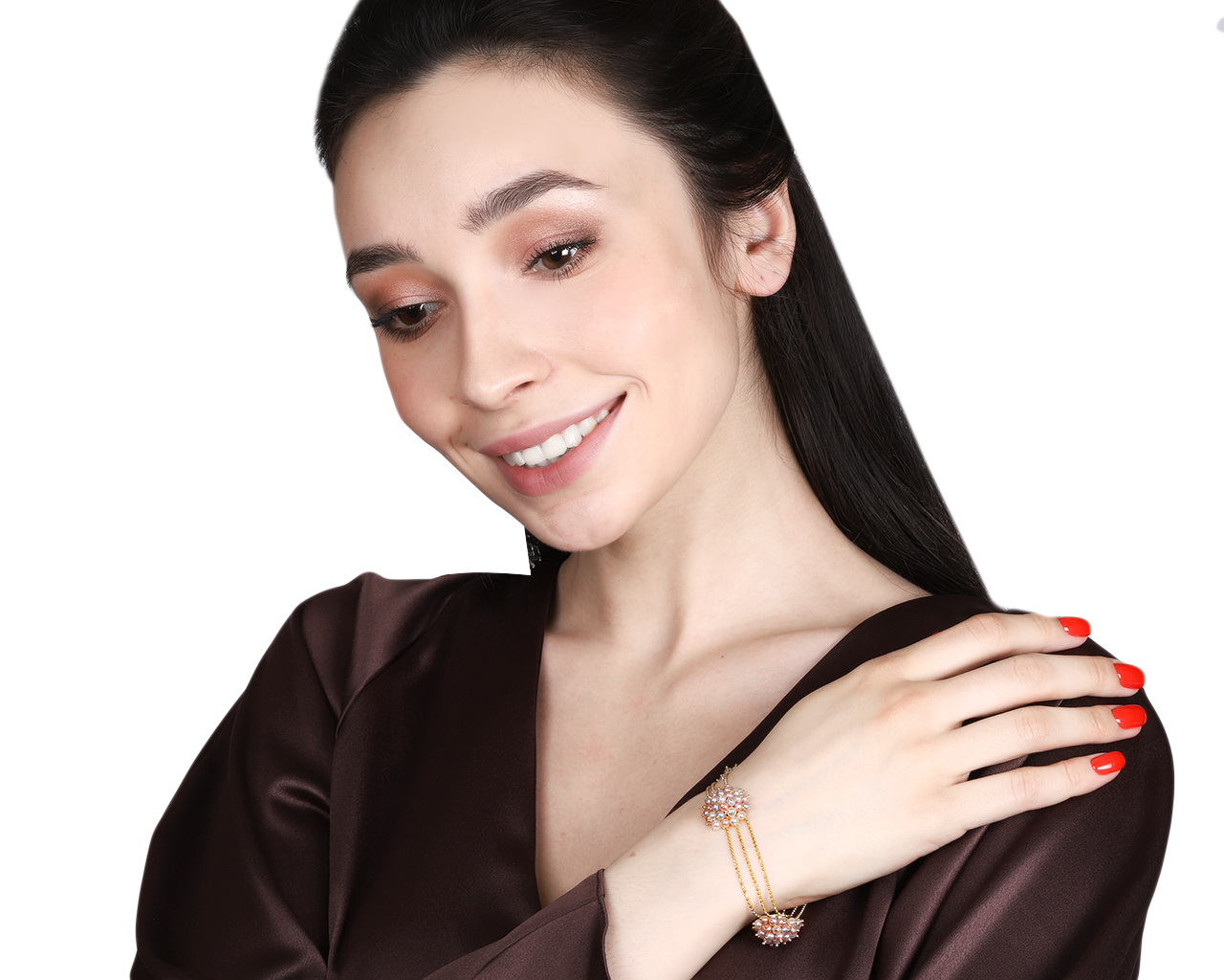 Итальянский золотой браслет с жемчугом 3 мм