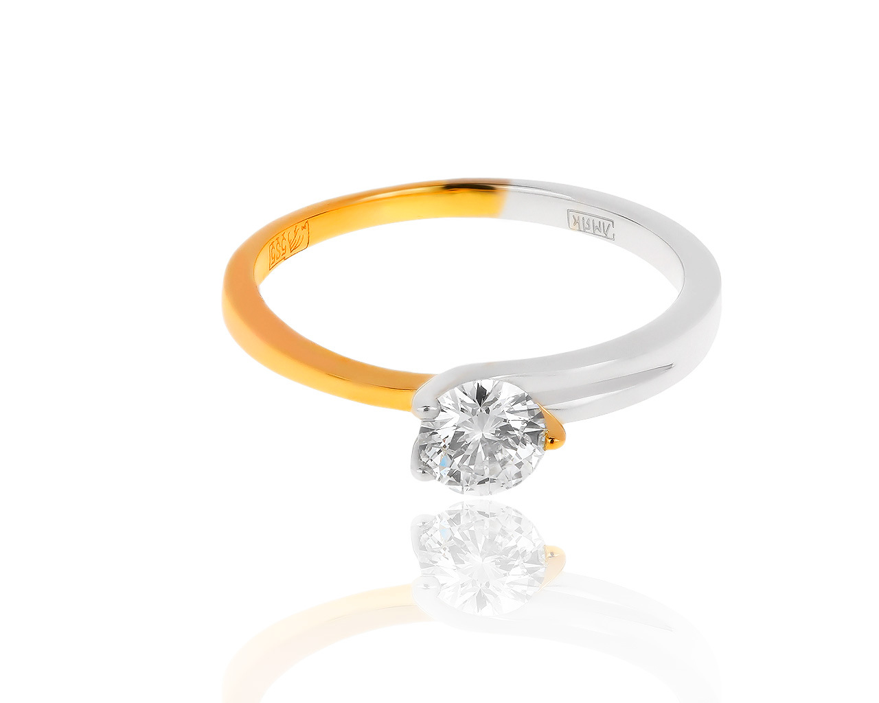 Роскошное золотое кольцо с бриллиантом 0.37ct