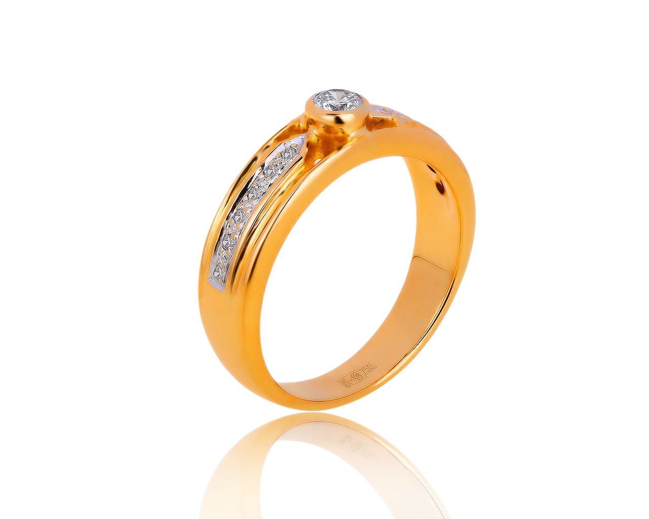 Прекрасное золотое кольцо с бриллиантами 0.19ct