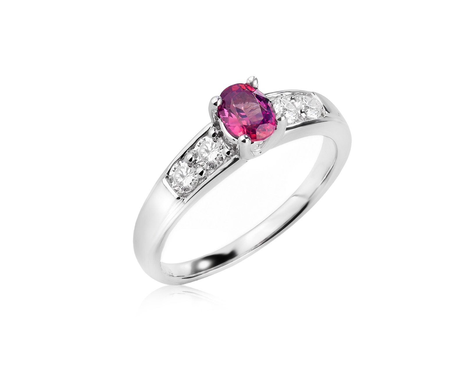 Золотое кольцо с розовым сапфиром 0.64ct и бриллиантами 0.37ct 020826/ПКМ440
