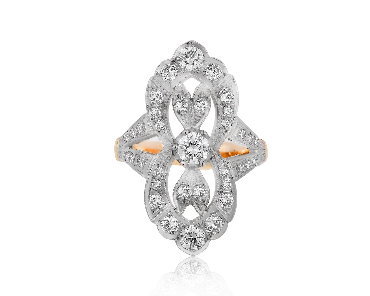 Винтажное золотое кольцо с бриллиантами 1.00ct
