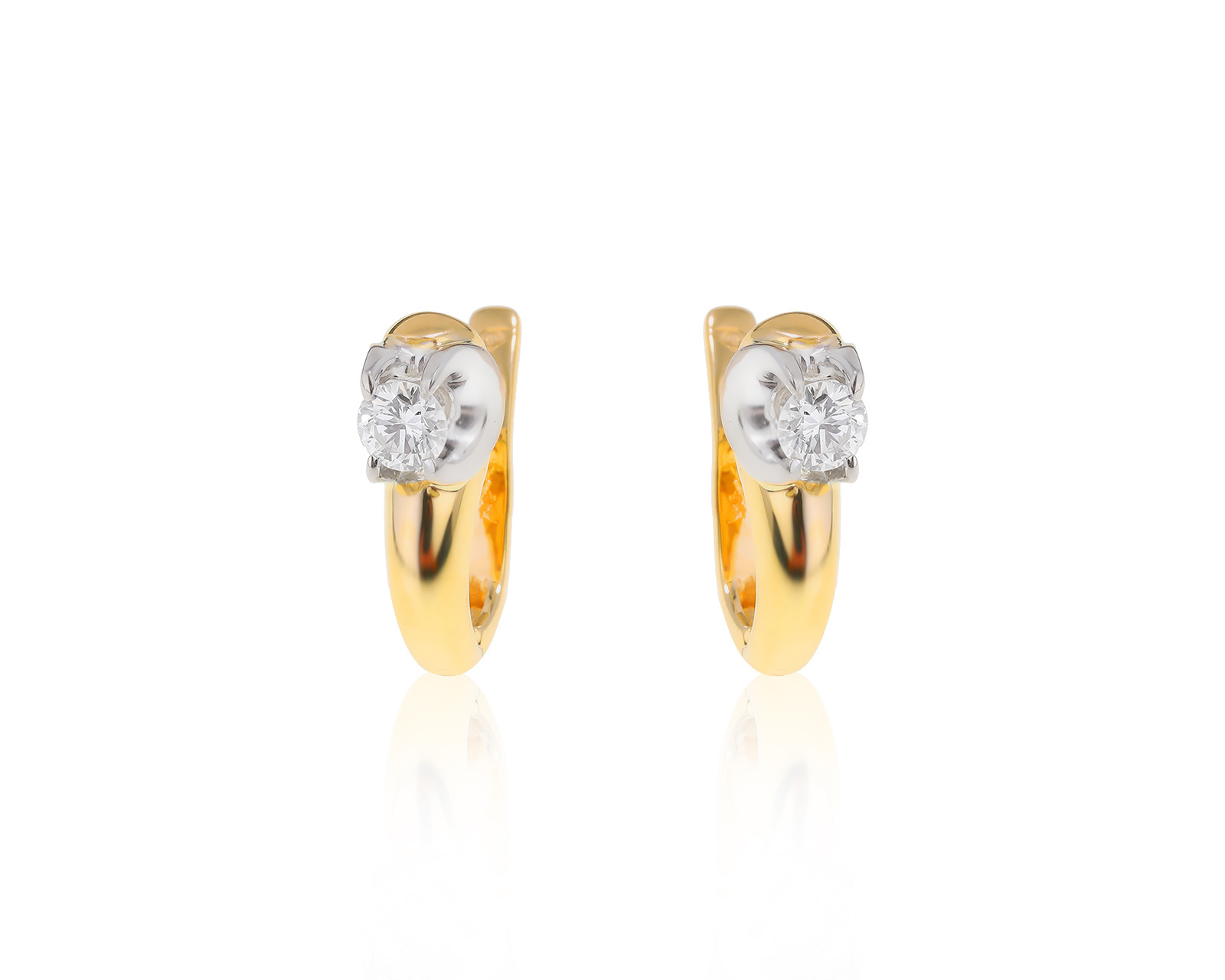 Солидные золотые серьги с бриллиантами 0.43ct