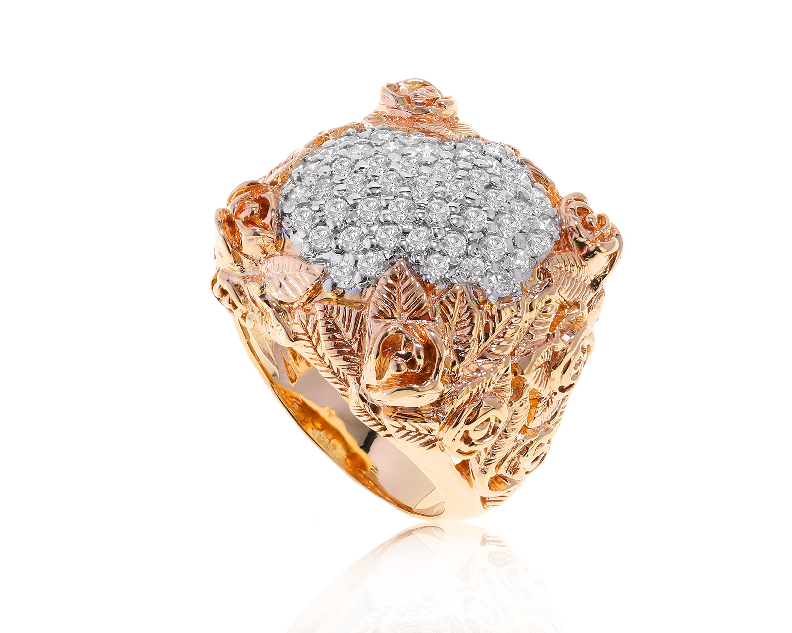 Восхитительное золотое кольцо с бриллиантами 1.07ct