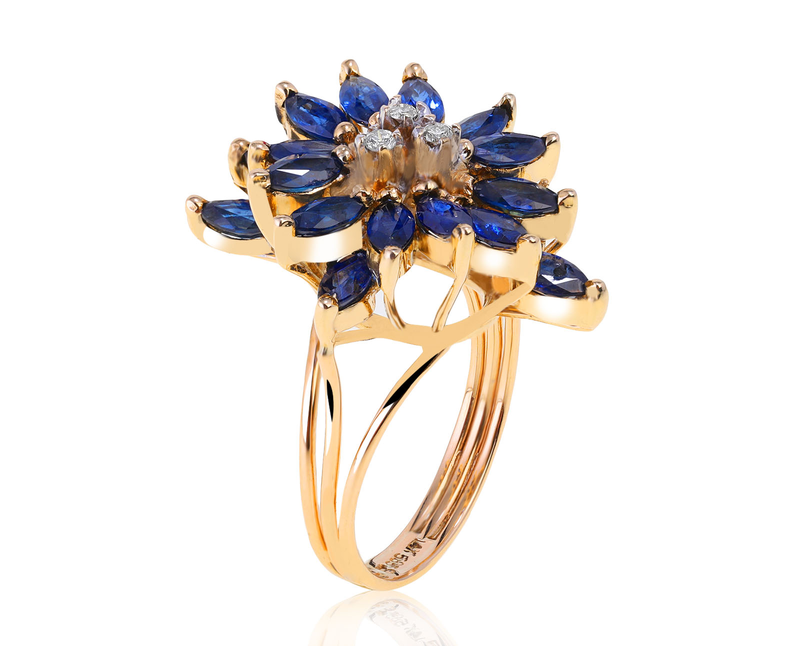 Притягательное золотое кольцо с сапфирами 2.17ct 240721/3