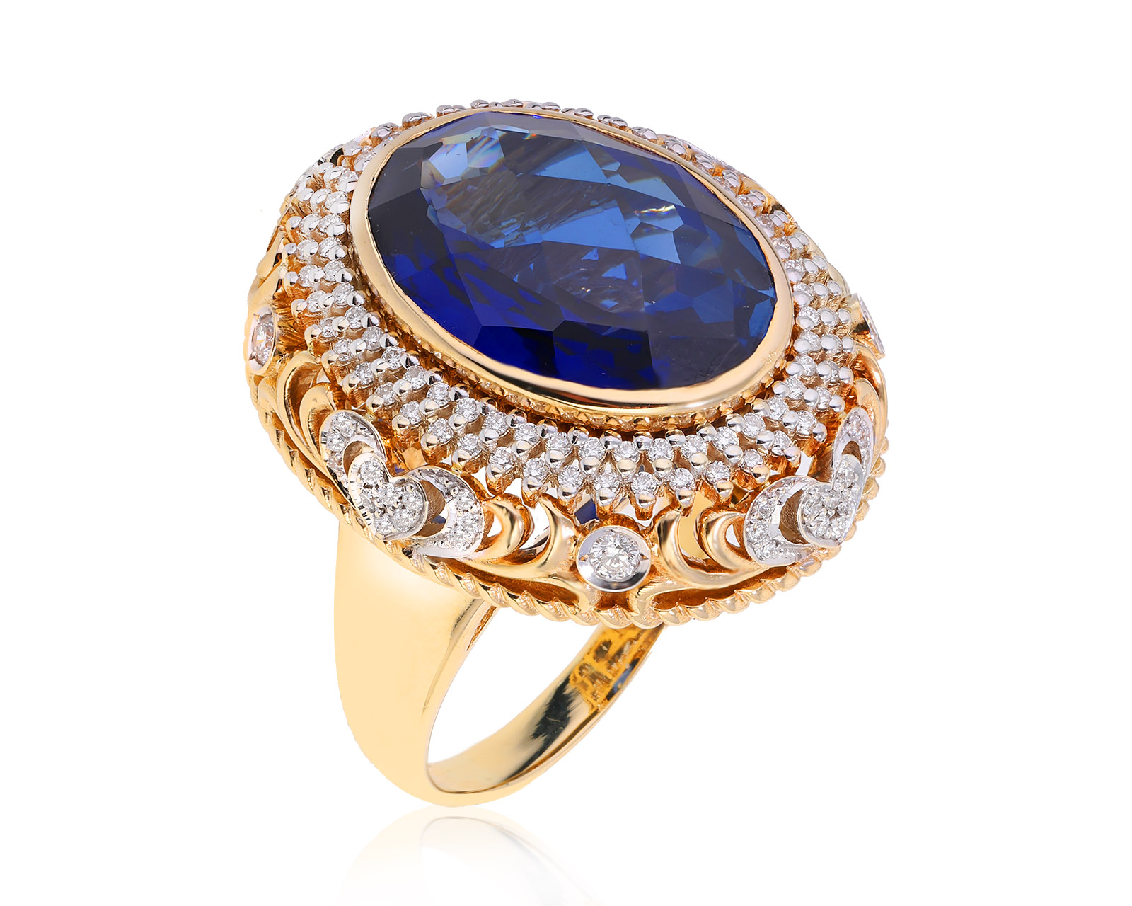 Золотое кольцо с сапфиром 16.50ct и бриллиантами 0.67ct 021224/4