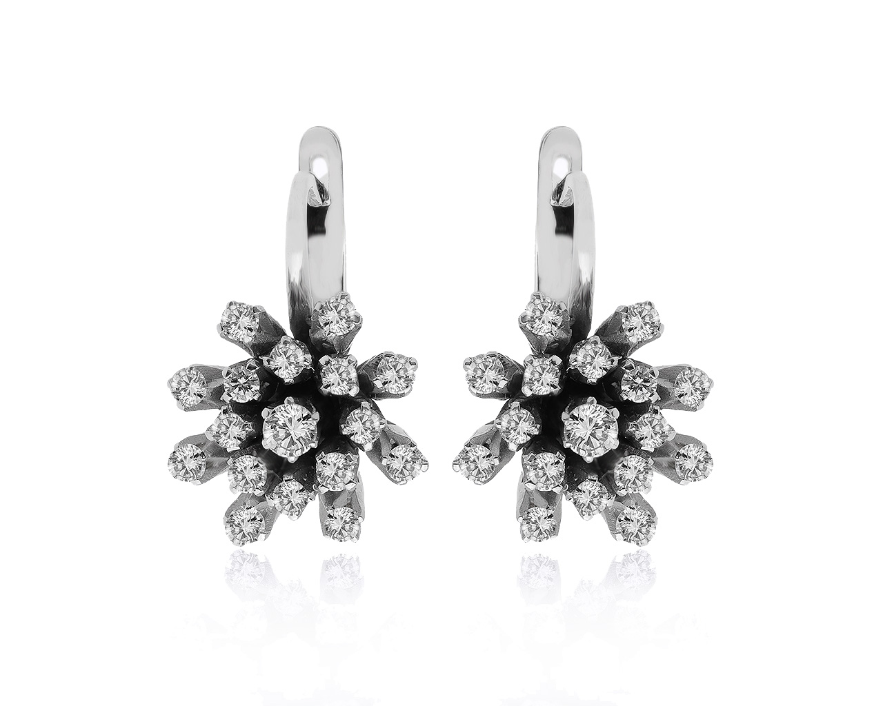 Лаконичные золотые серьги с бриллиантами 1.64ct 080720/14