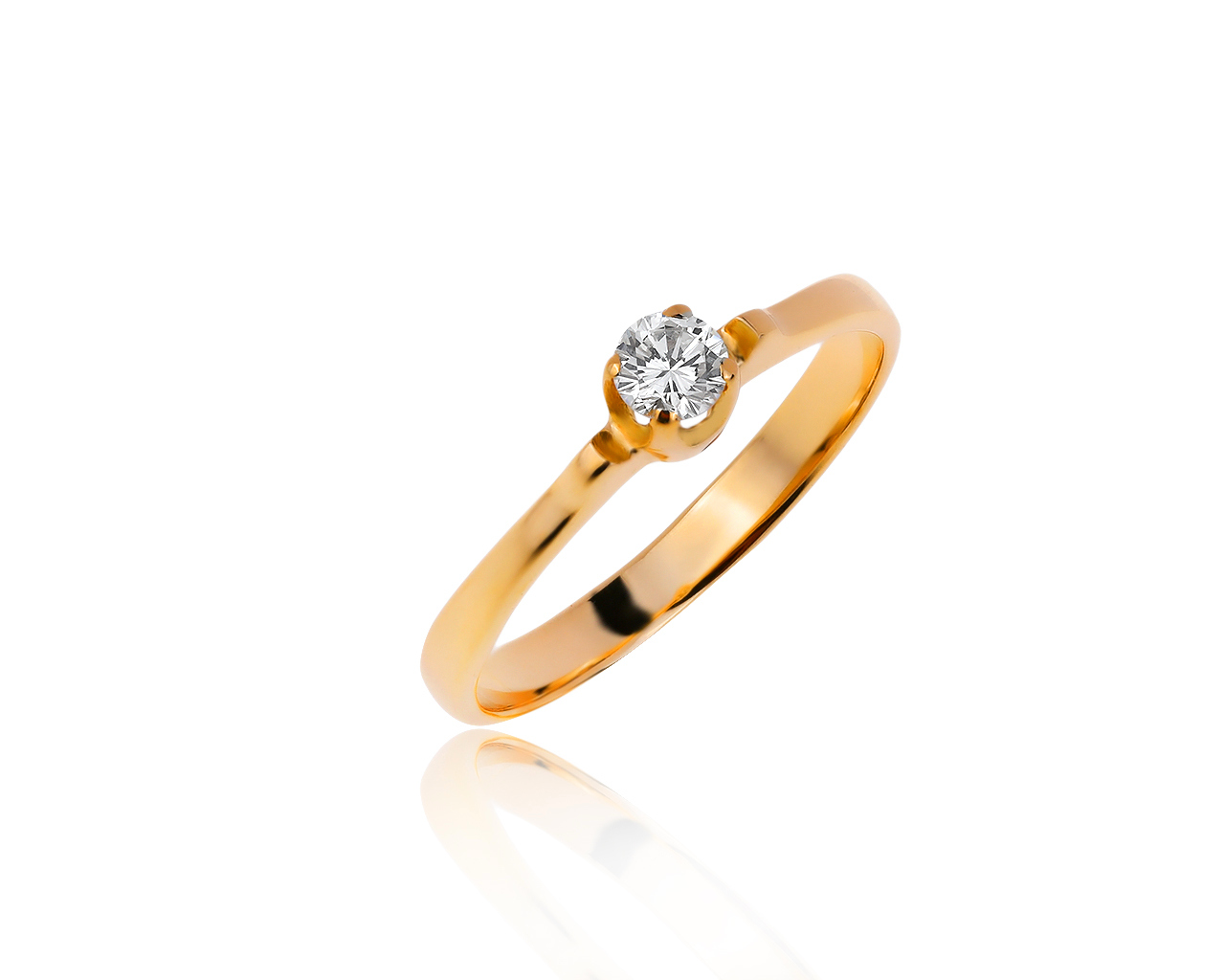 Винтажное золотое кольцо с бриллиантом 0.20ct СССР