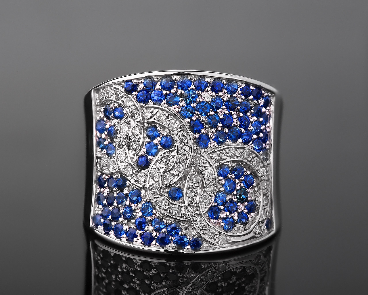 Французское золотое кольцо с сапфирами Legerete 161017/1