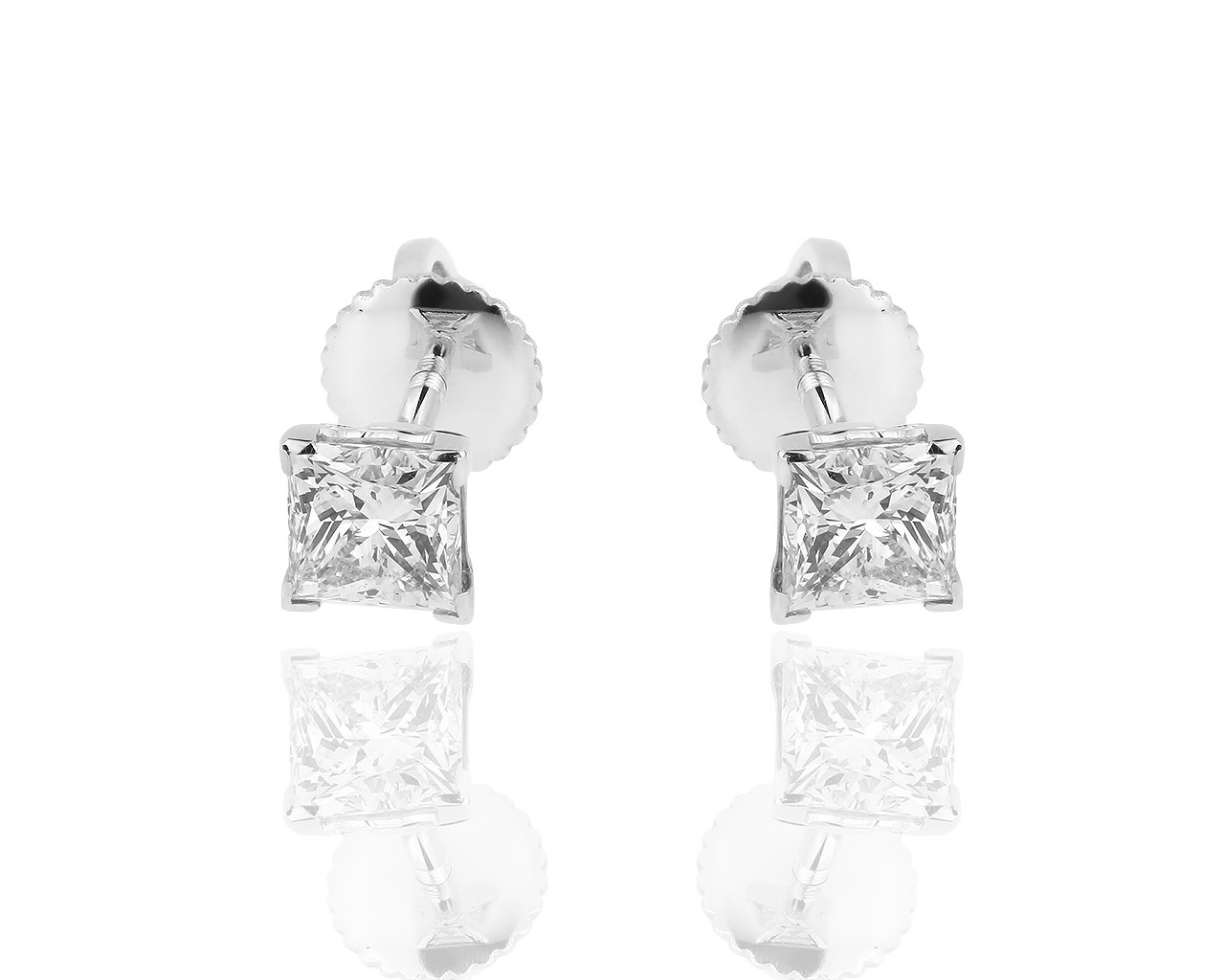 Золотые серьги пусеты с бриллиантами 2.20ct Сертификат МГУ 250918/15 Золотые серьги пусеты с бриллиантами 2.20ct Сертификат МГУ 250918/15