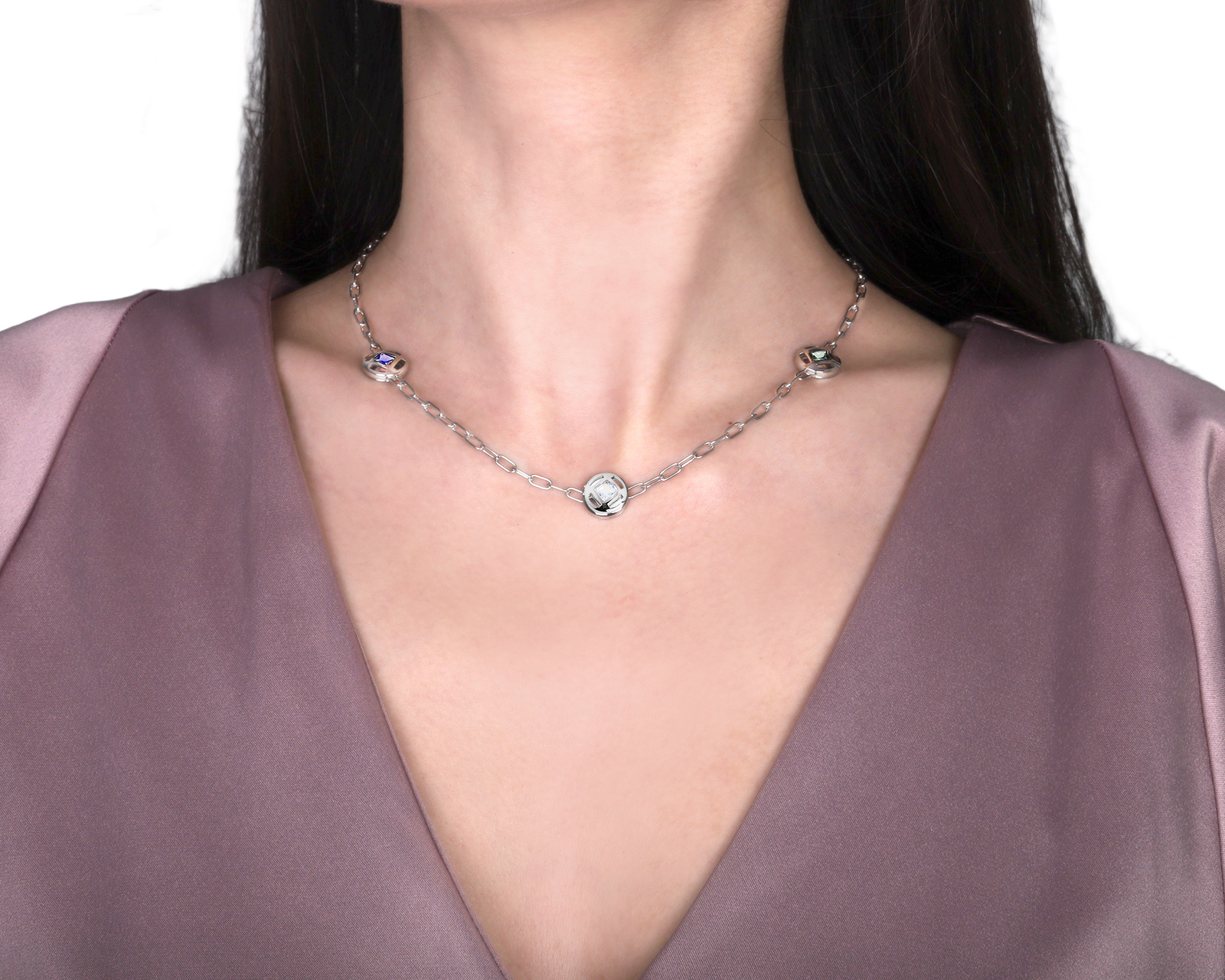 Оригинальное золотое колье с цветными камнями 2.57ct Cartier Pasha Multi Stone