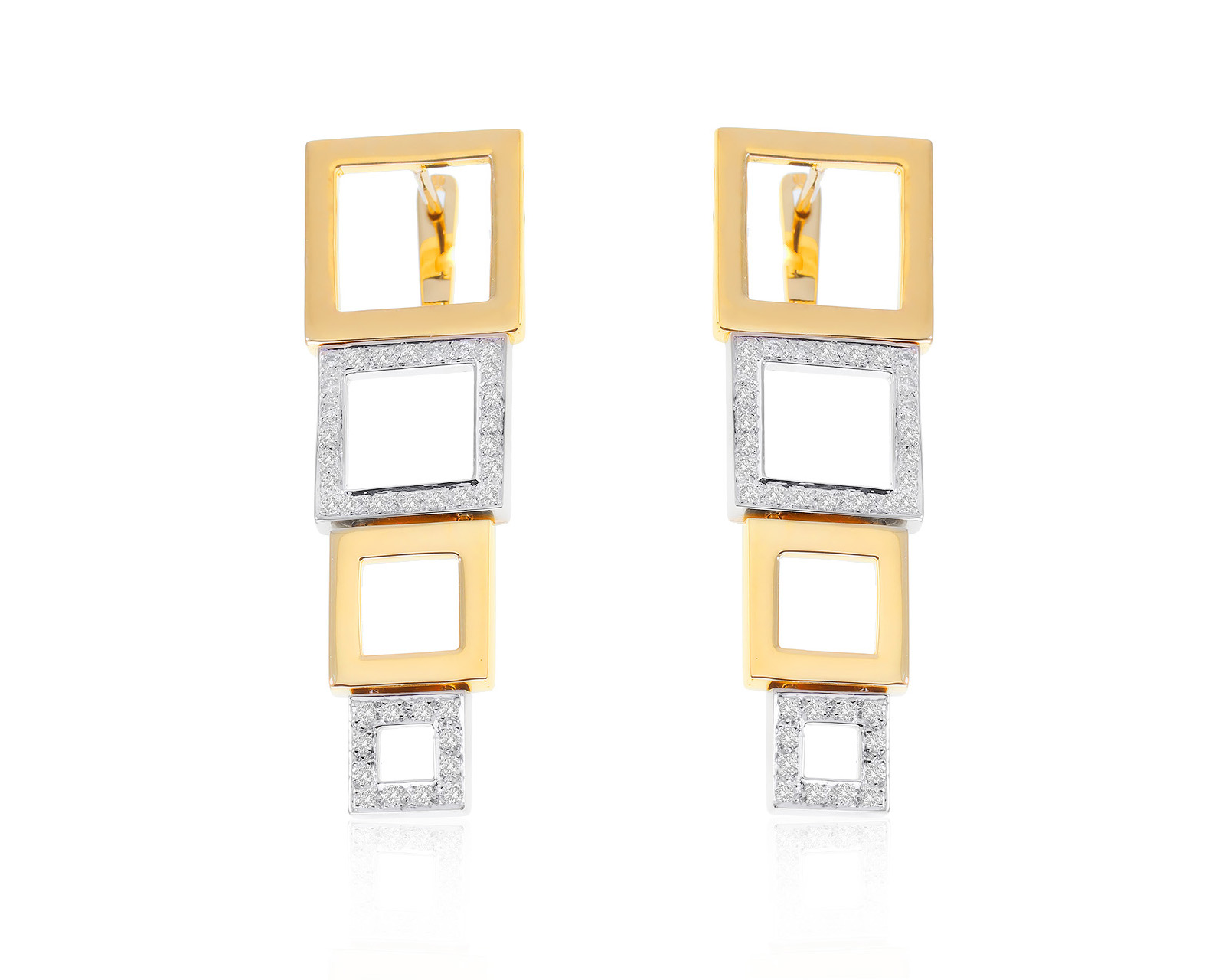 Красивые золотые серьги с бриллиантами 0.48ct