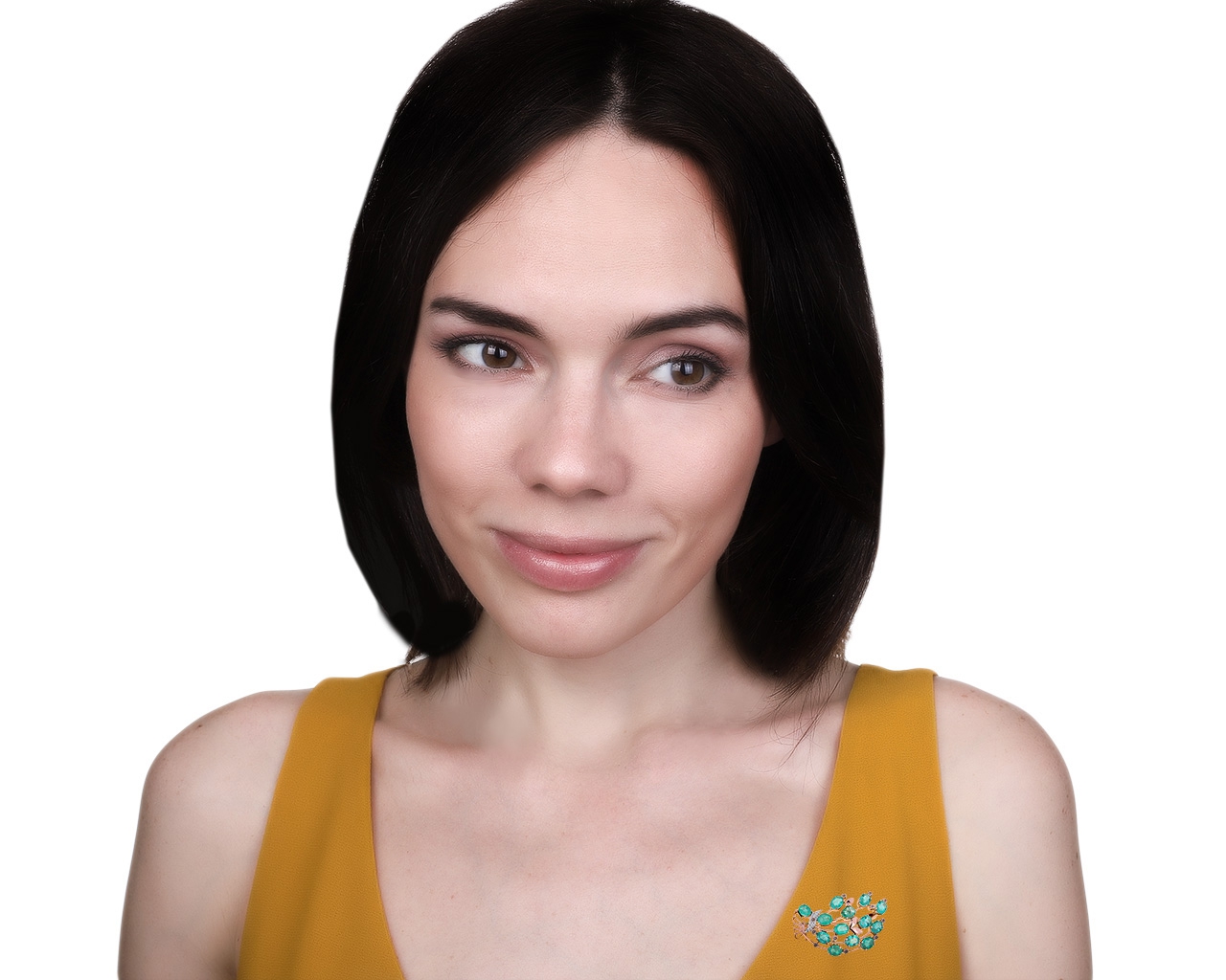 Царская золотая брошь с изумрудами 3.36ct