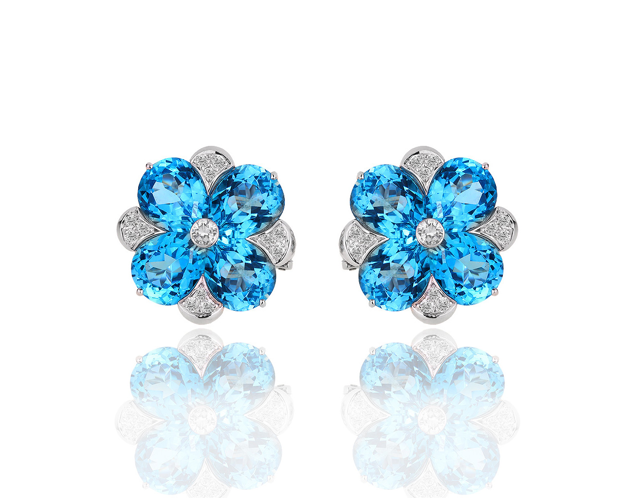 Золотые серьги с топазами и бриллиантами 0.48ct Gianni Lazzaro 240519/7