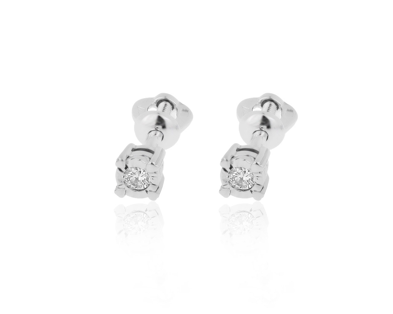 Лаконичные золотые серьги с бриллиантами 0.06ct 080720/6