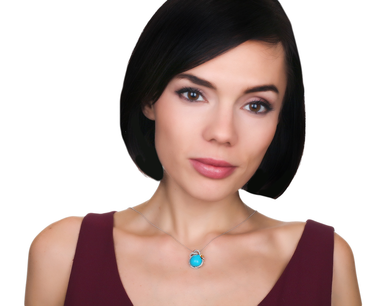 Богатый золотой кулон с бирюзой 9.20ct