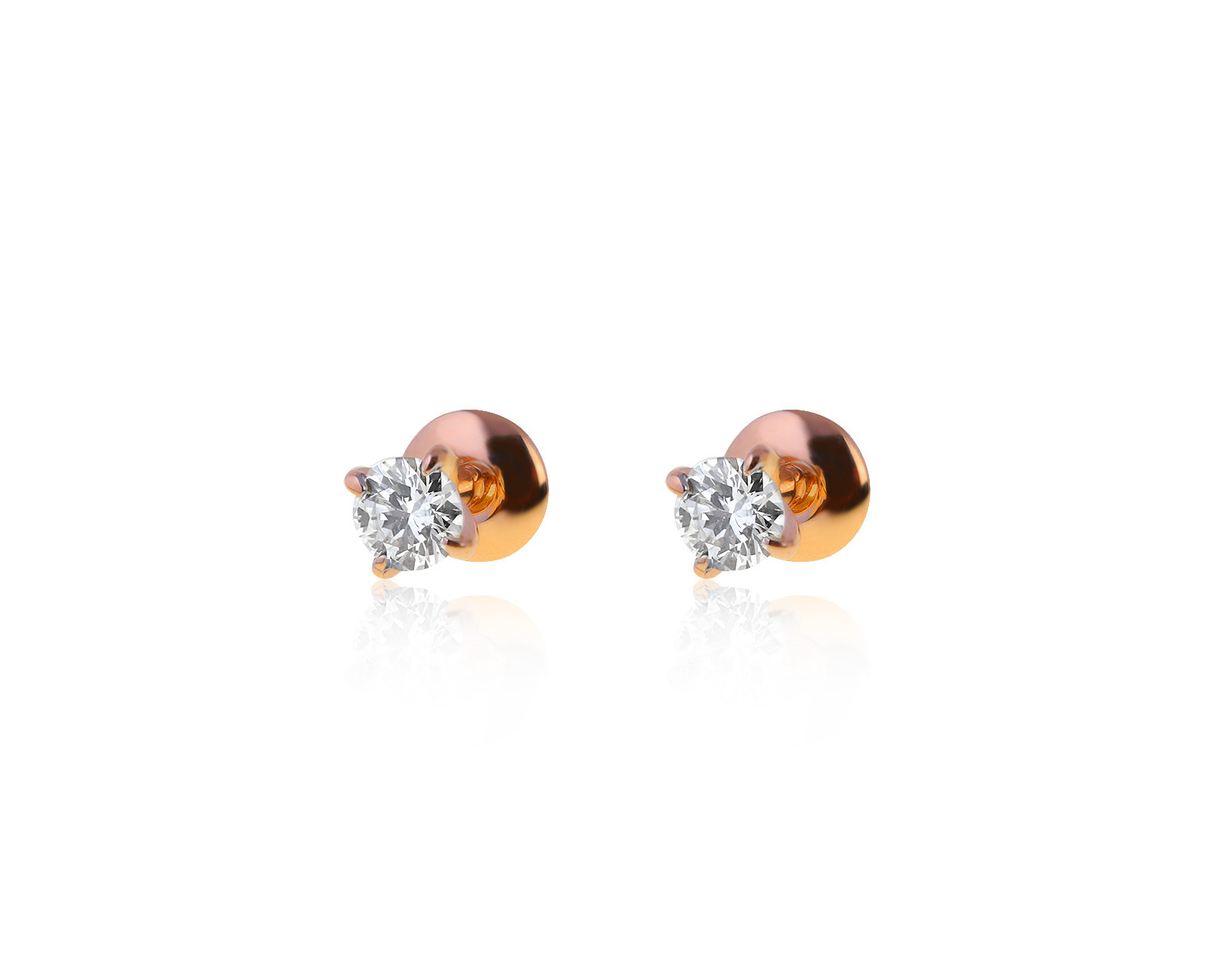 Изящные золотые серьги с бриллиантами 0.20ct