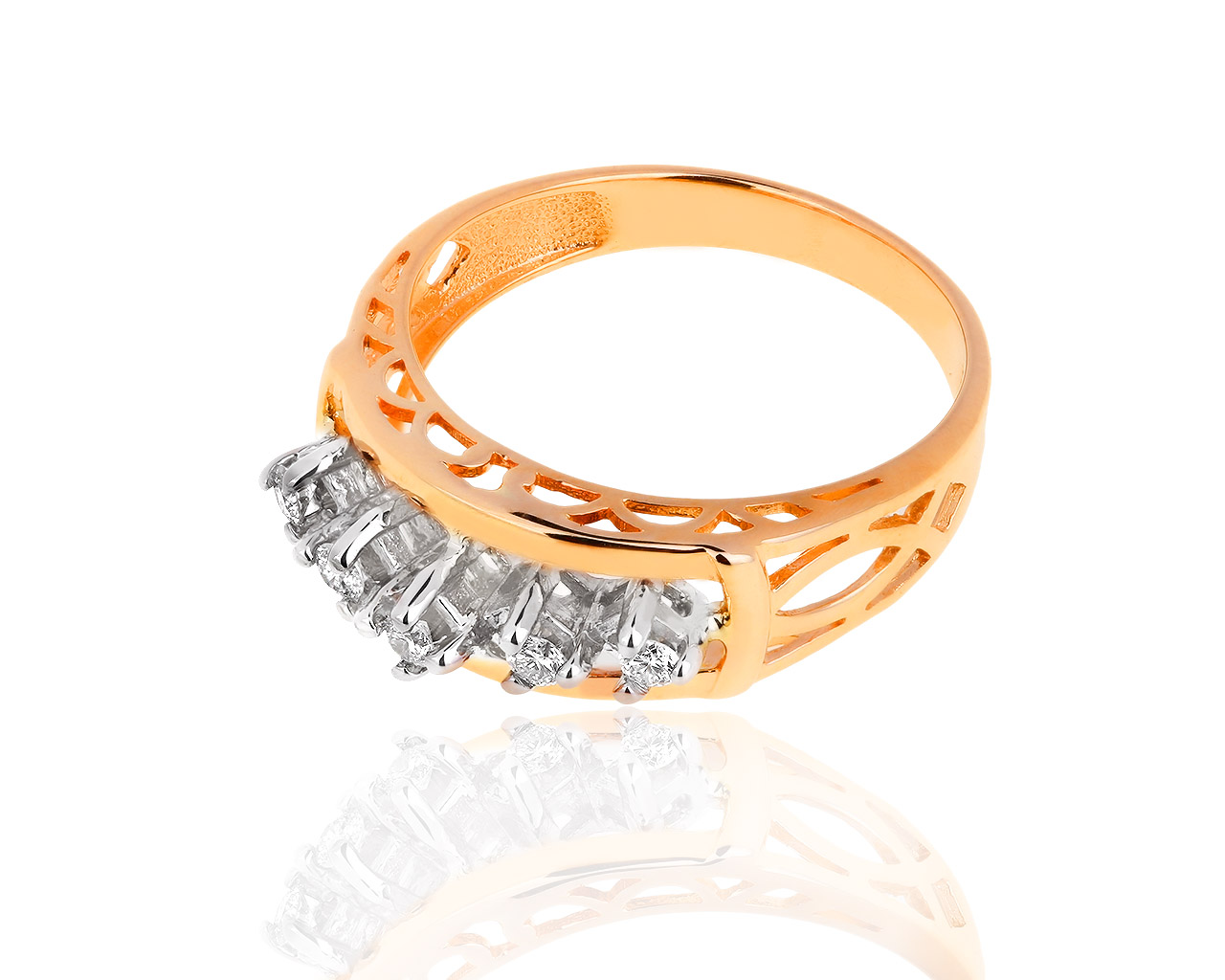 Волнующее золотое кольцо с бриллиантами 0.15ct