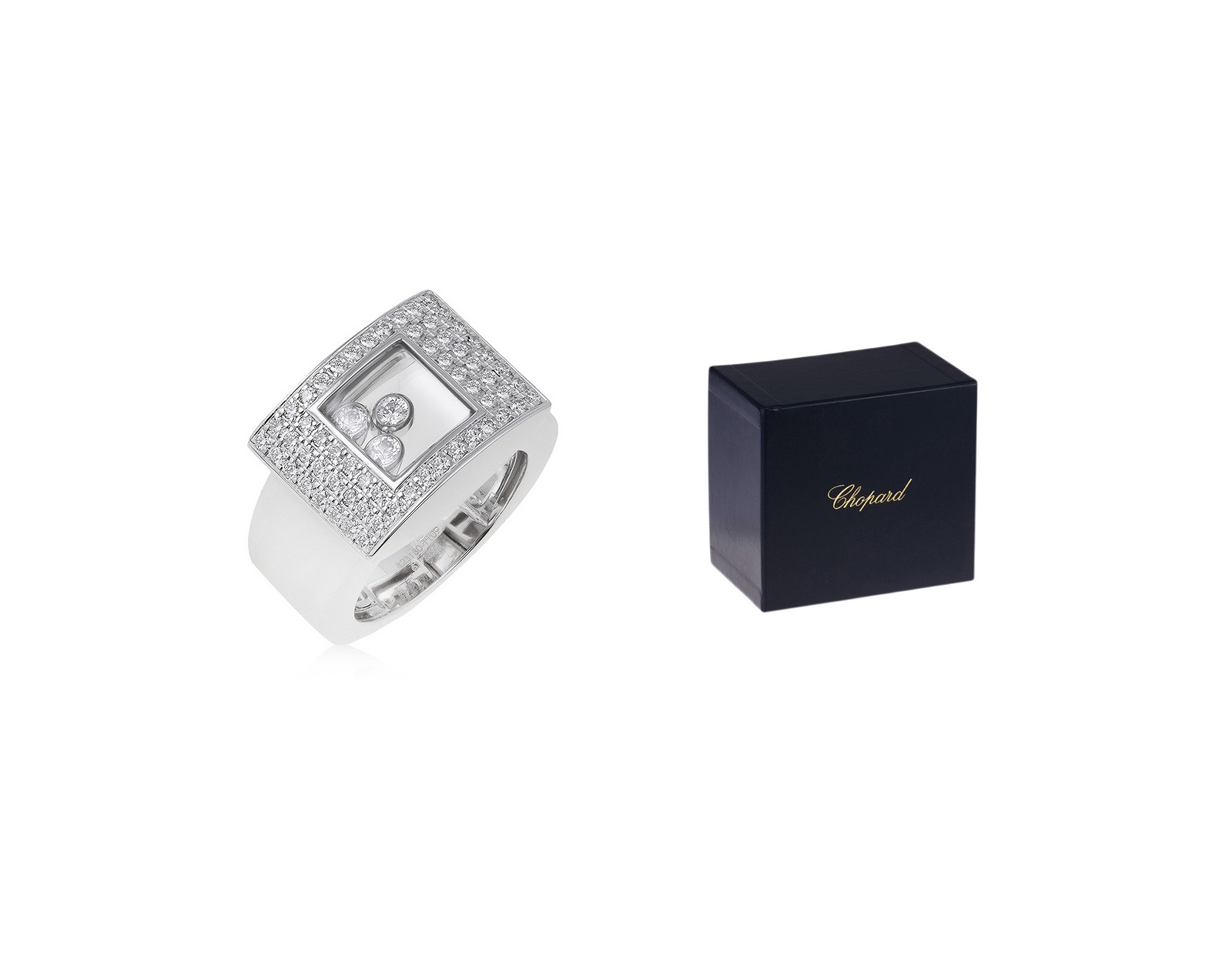 Оригинальное золотое кольцо с бриллиантами 0.72ct Chopard Happy Diamonds