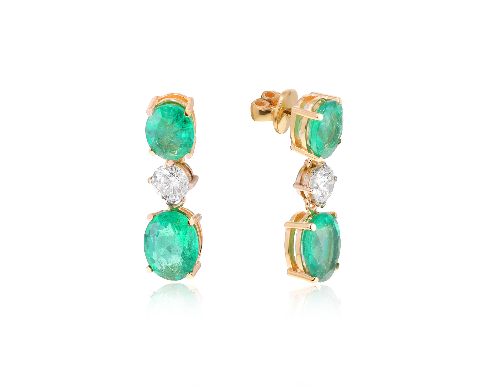 Золотые серьги с изумрудами 7.69ct и бриллиантами 1.07ct 271223/3