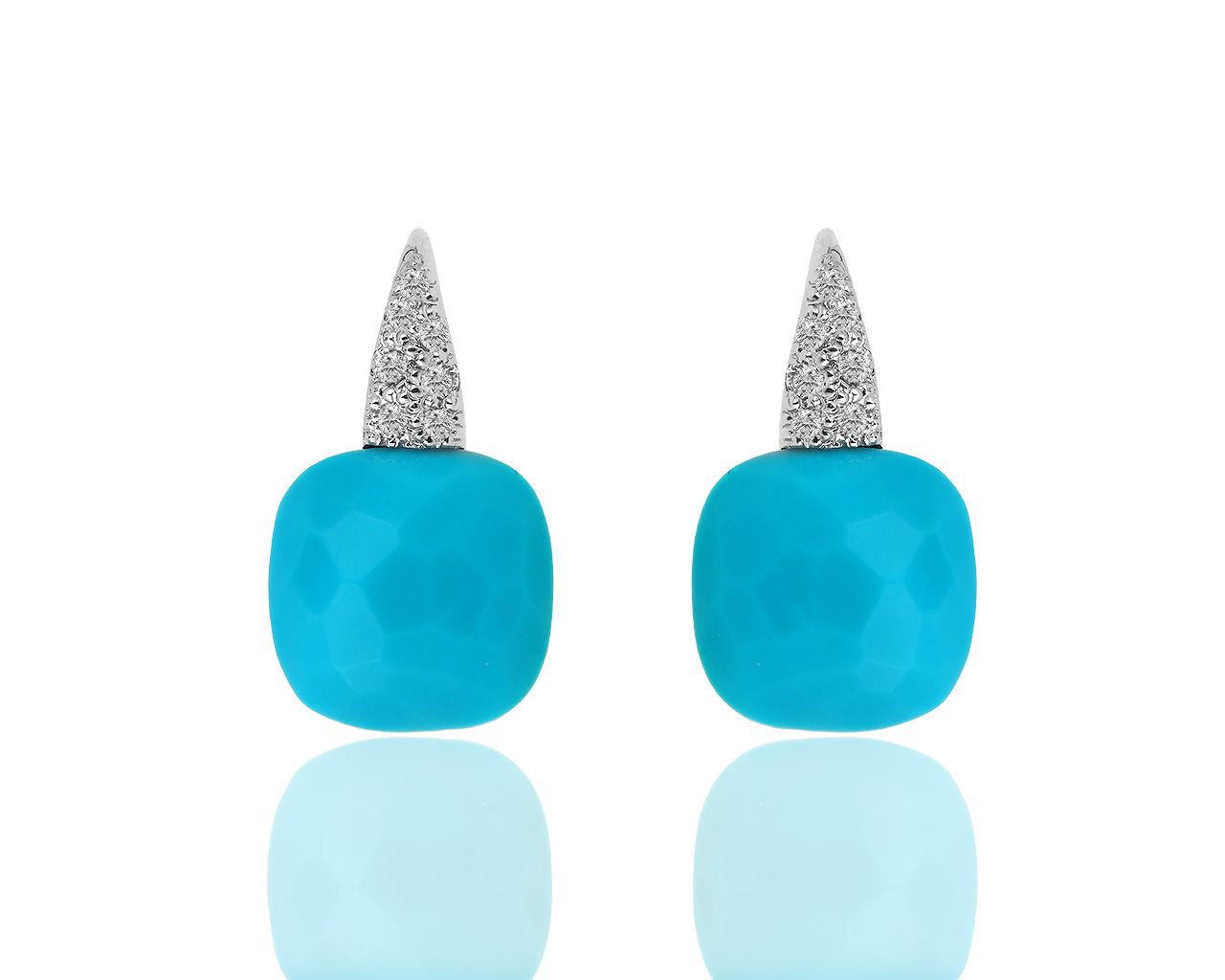 Золотые серьги с бирюзой и бриллиантами 0.12ct Pomellato Capri 200419/1