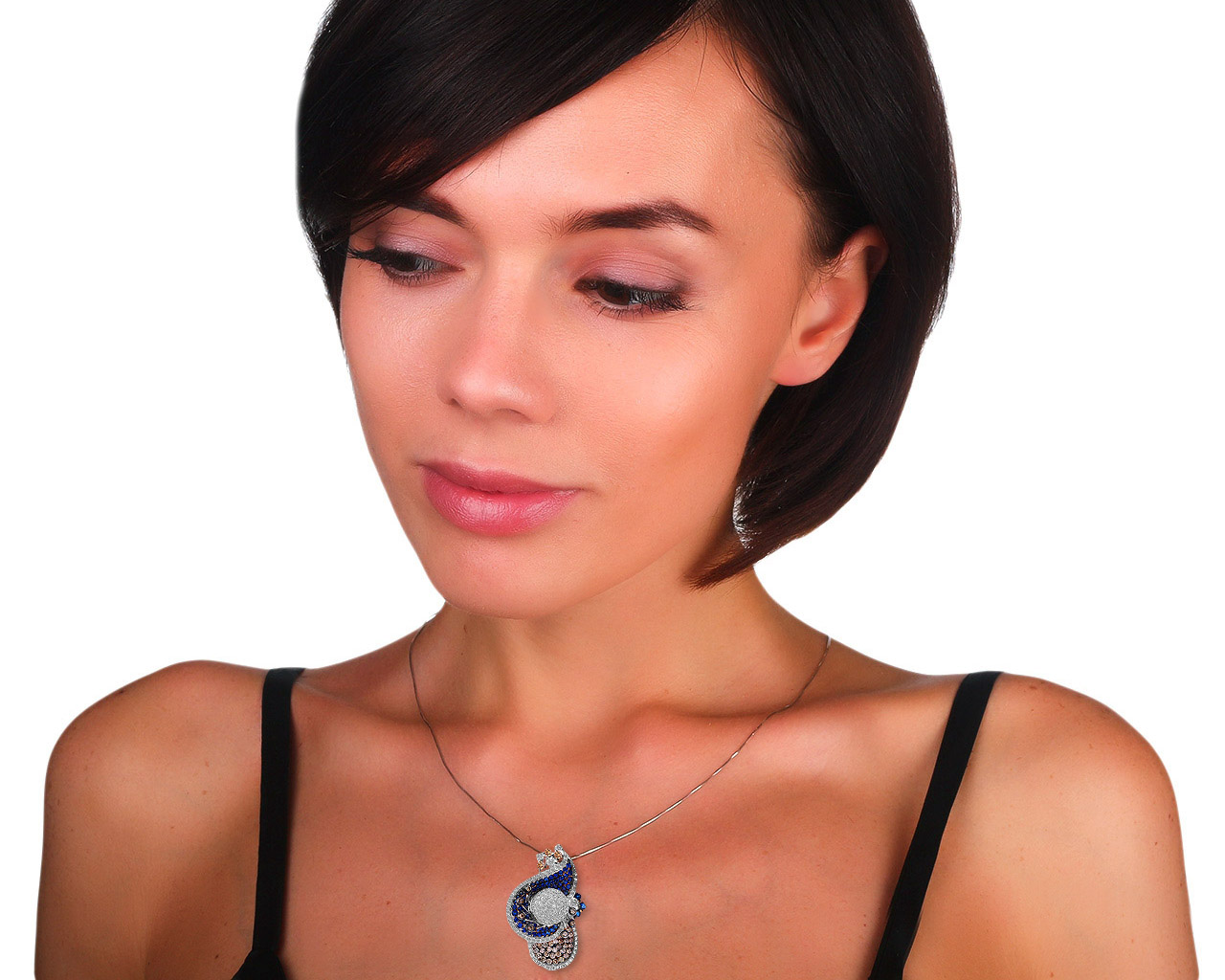 Итальянский золотой кулон с сапфирами и бриллиантами 2.81ct