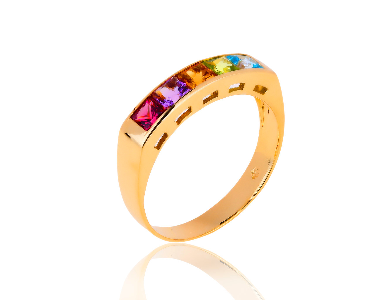Оригинальное золотое кольцо с цветными камнями 1.56ct H.Stern
